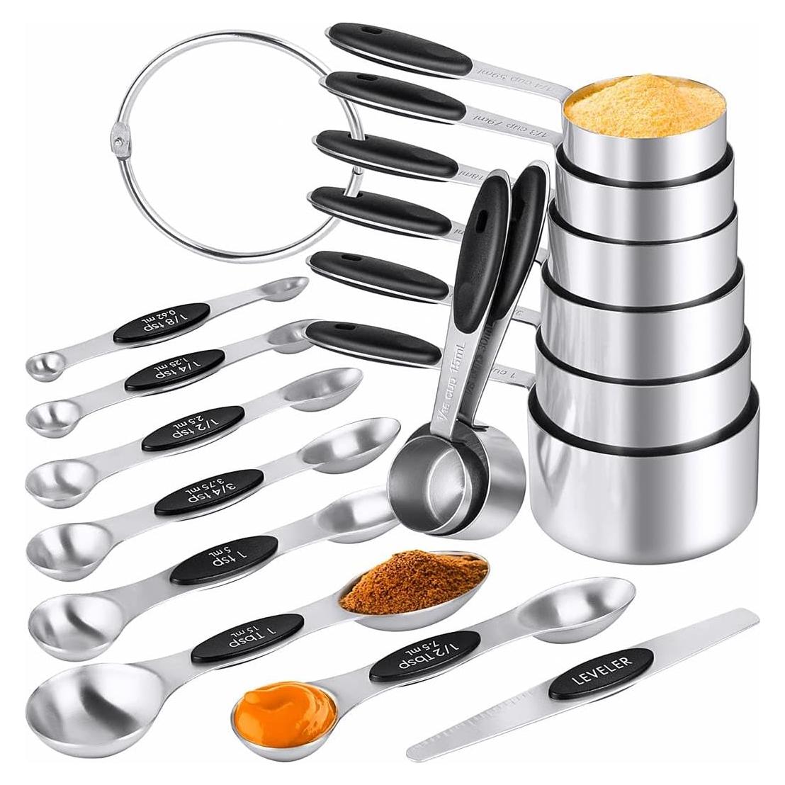 Juego de Tazas y Cucharas Medidoras BOBIPRO Acero Inoxidable