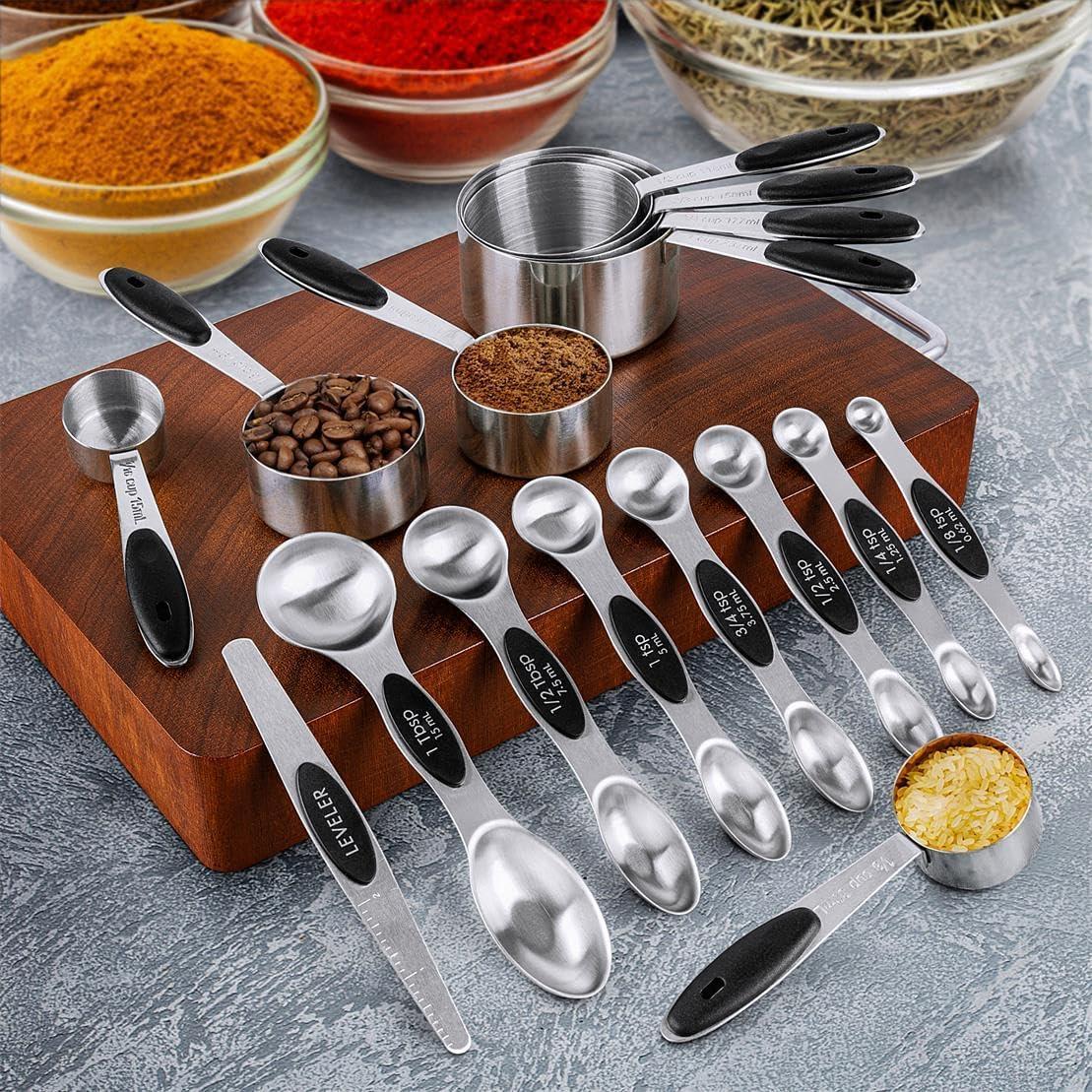 Juego de Tazas y Cucharas Medidoras BOBIPRO Acero Inoxidable