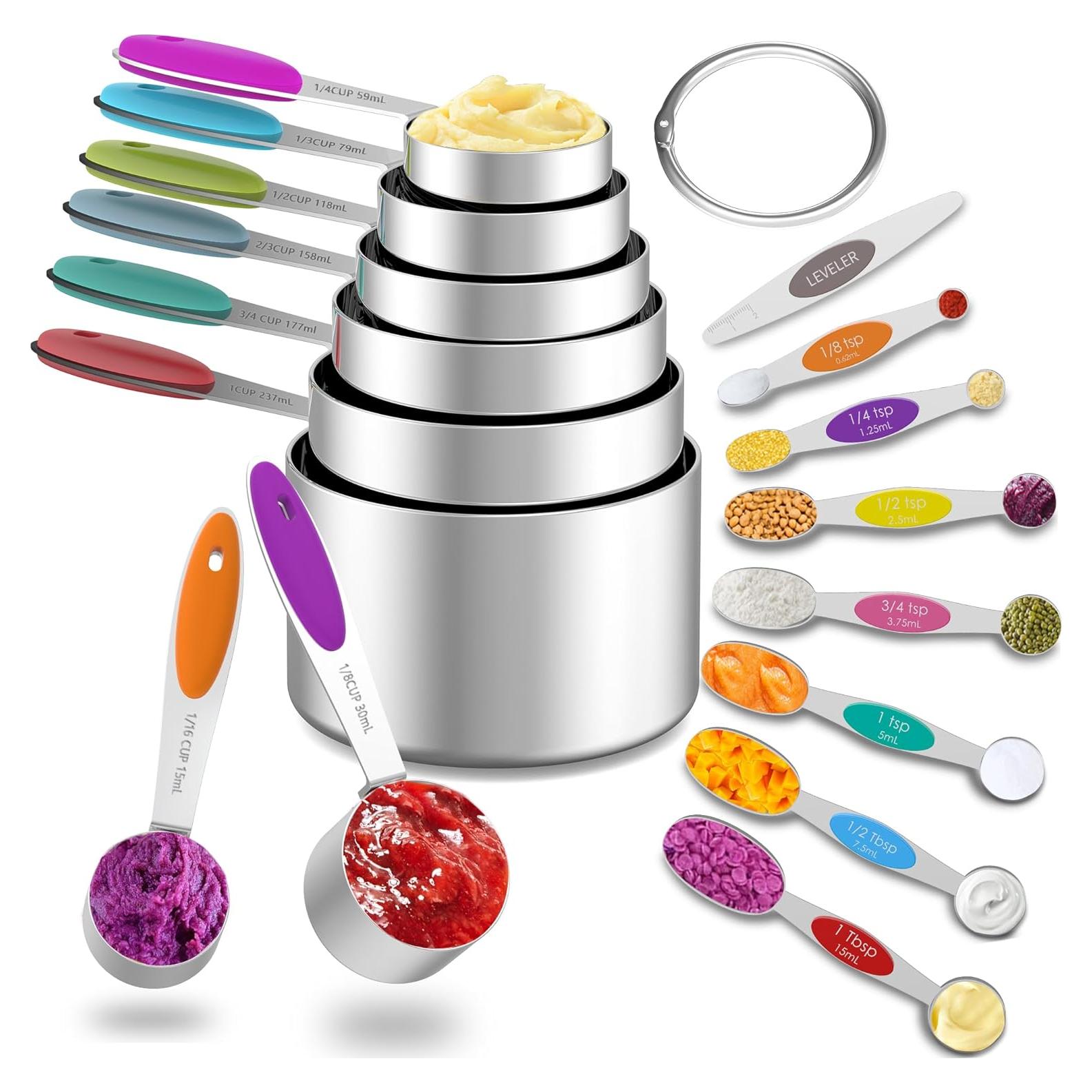 Juego de Tazas y Cucharas Medidoras Minteem Acero Inoxidable