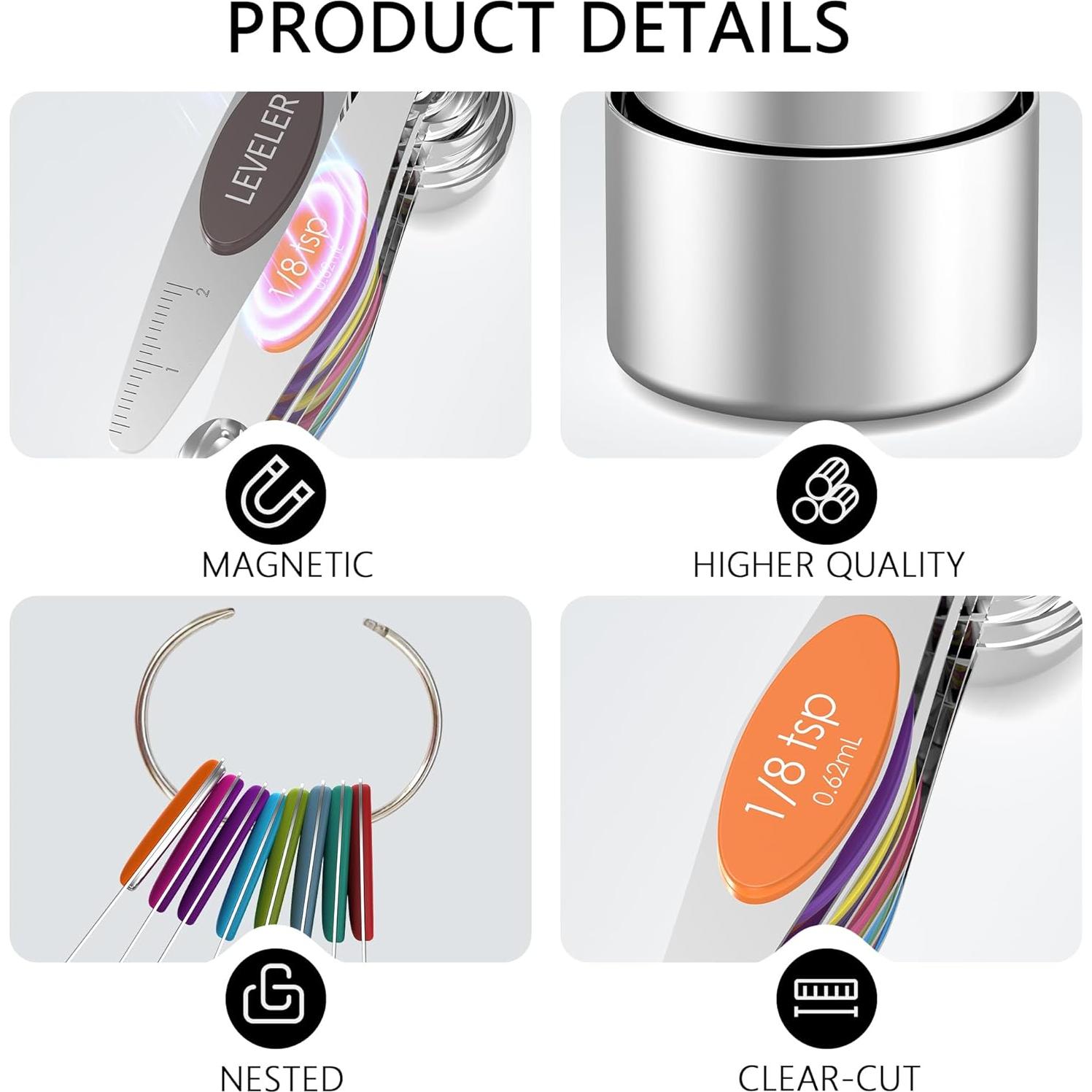 Juego de Tazas y Cucharas Medidoras Minteem Acero Inoxidable