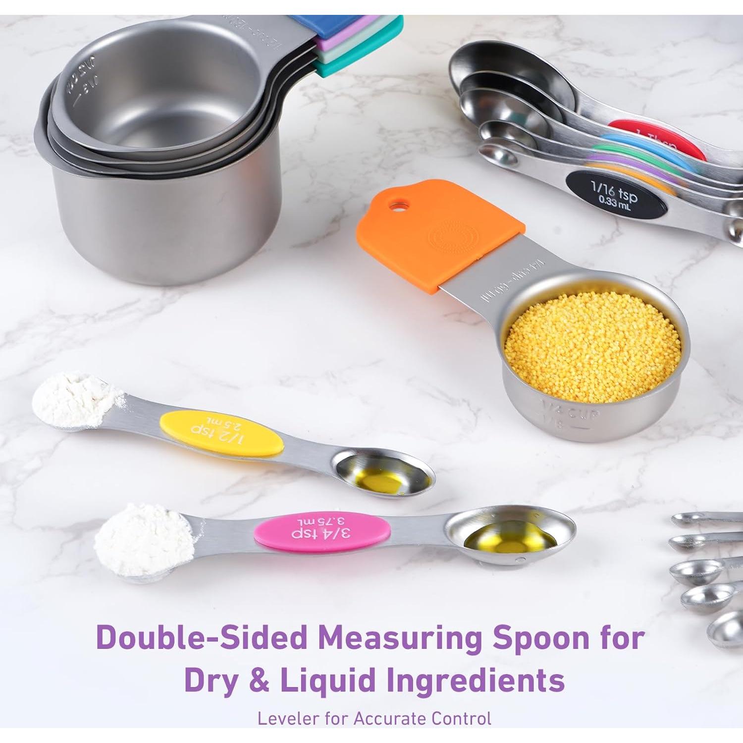 Juego de 22 Tazas y Cucharas Medidoras YAKUHY Acero Inoxidable