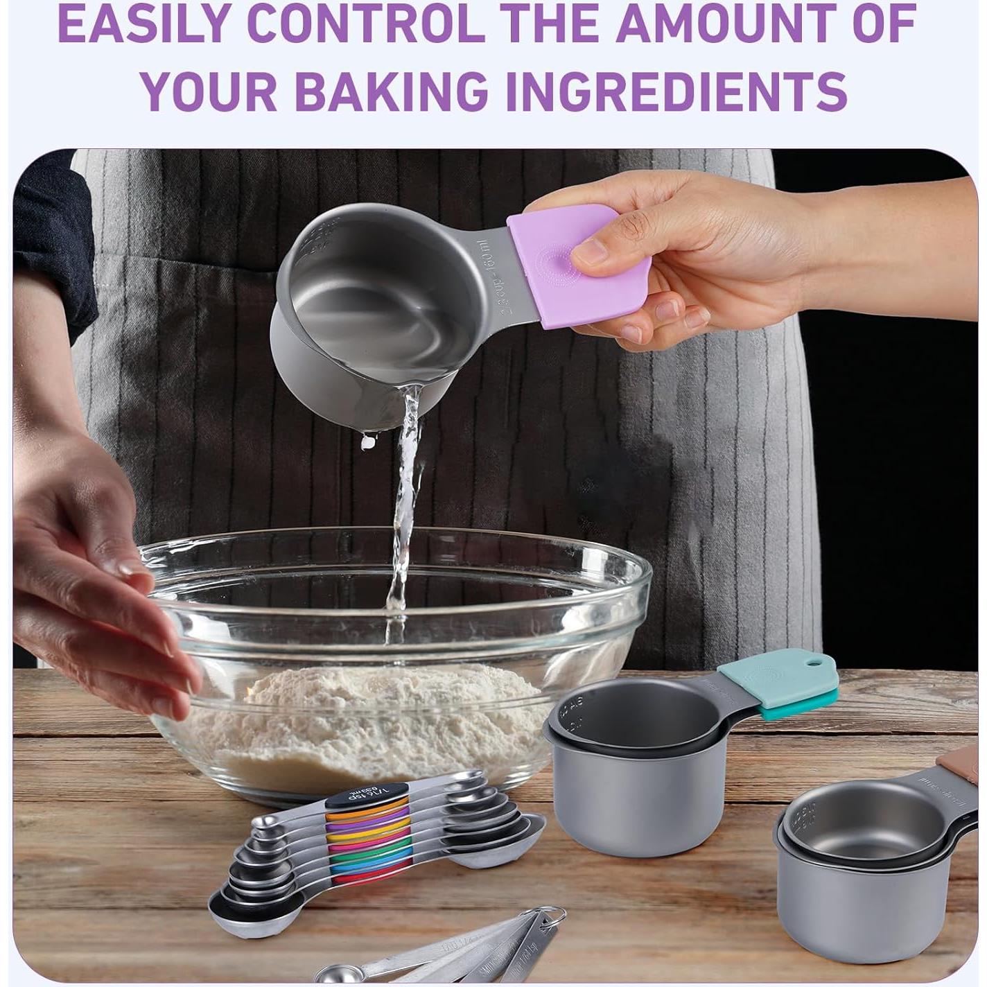 Juego de 22 Tazas y Cucharas Medidoras YAKUHY Acero Inoxidable