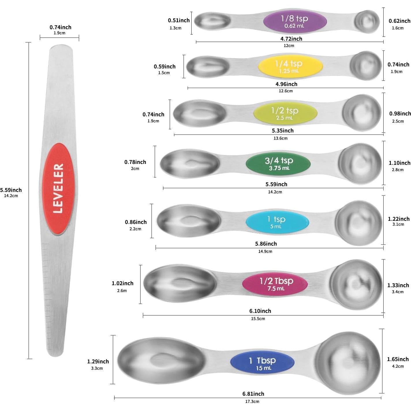 Juego de 8 Cucharas Medidoras Acero Inoxidable Ununpentium