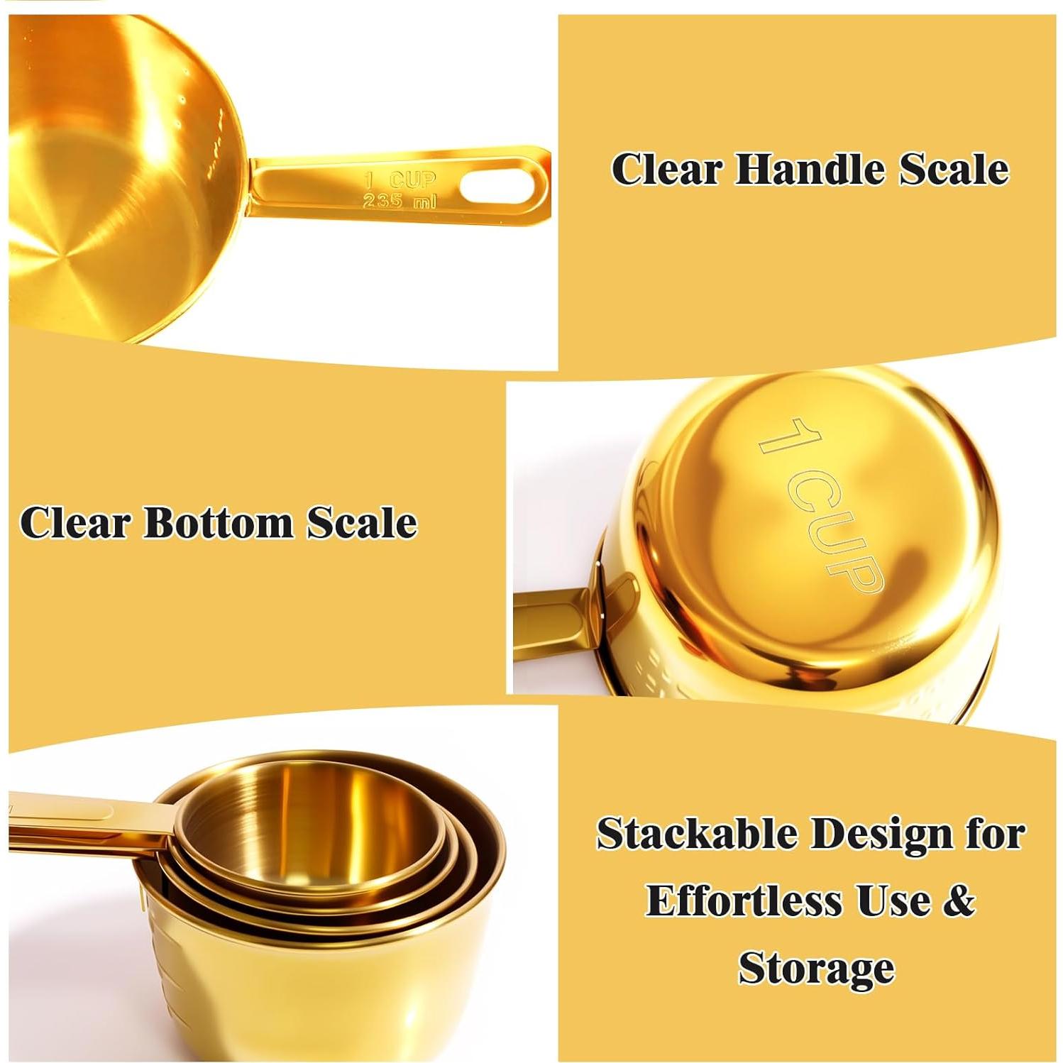 Juego de 13 Tazas y Cucharas Medidoras Sinnlicht Doradas