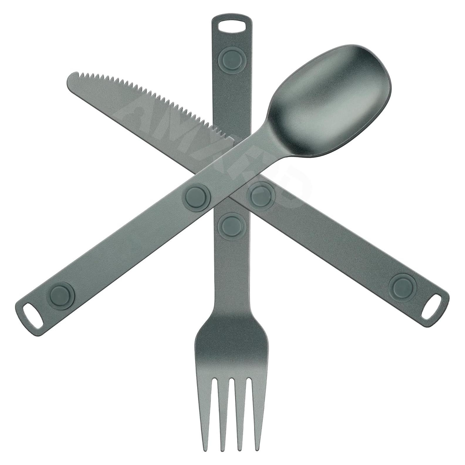 Juego de utensilios de camping AMXRD 3 piezas aluminio gris