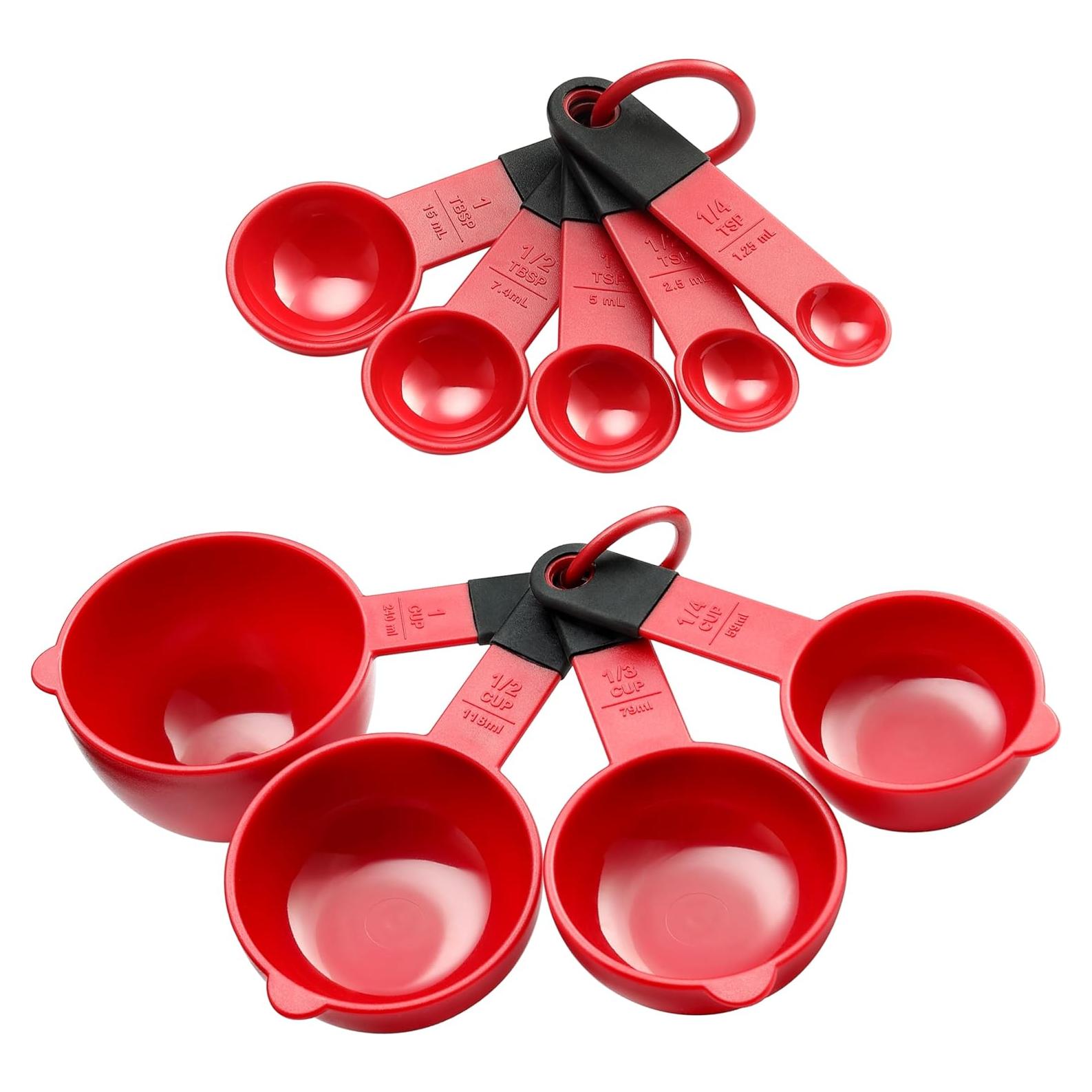 Juego de Tazas y Cucharas Medidoras Spring Chef Rojas 9 Piezas