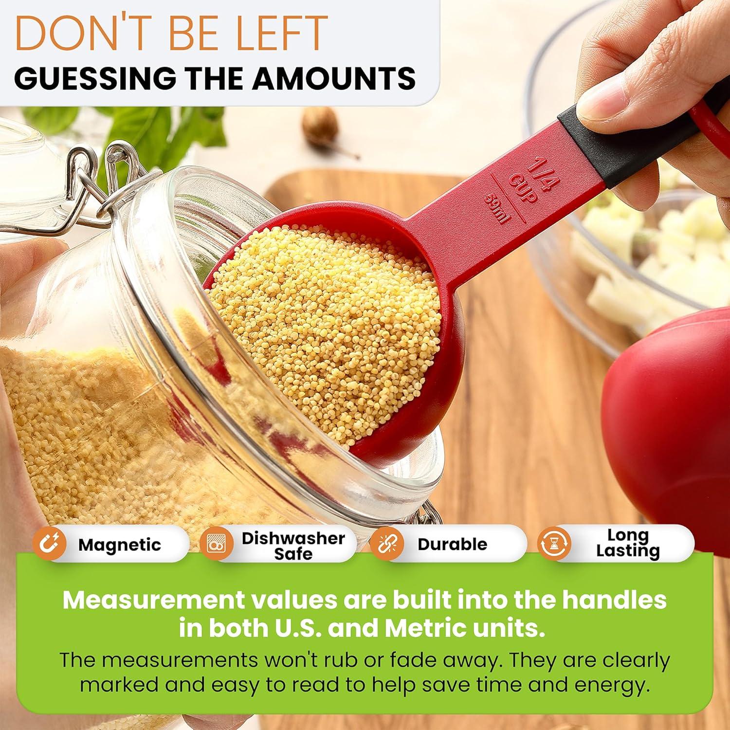 Juego de Tazas y Cucharas Medidoras Spring Chef Rojas 9 Piezas