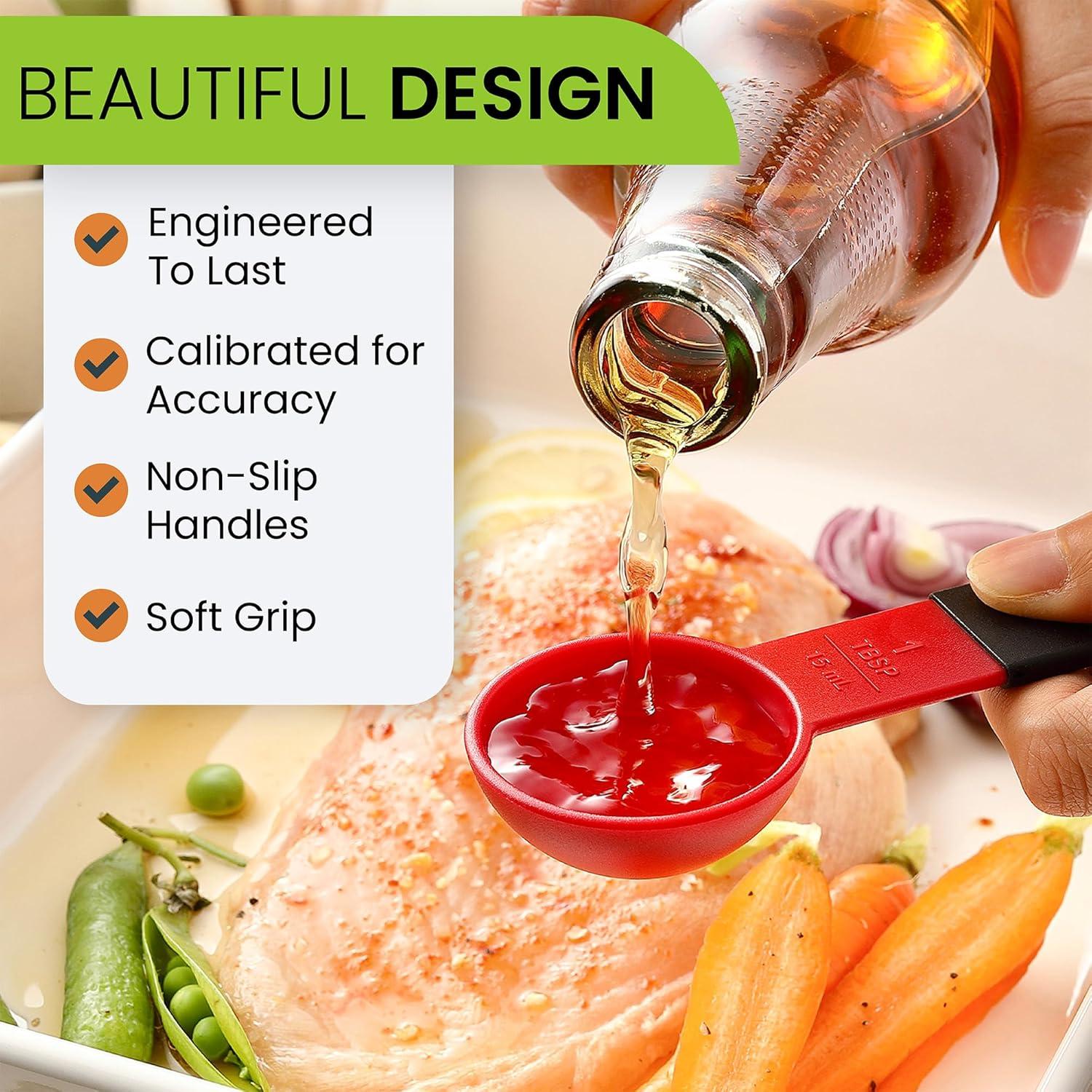 Juego de Tazas y Cucharas Medidoras Spring Chef Rojas 9 Piezas