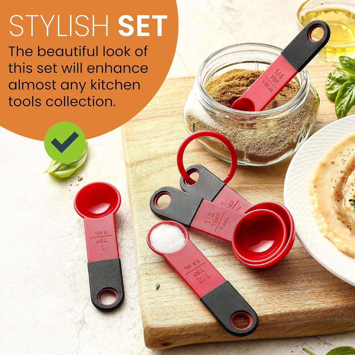 Juego de Tazas y Cucharas Medidoras Spring Chef Rojas 9 Piezas