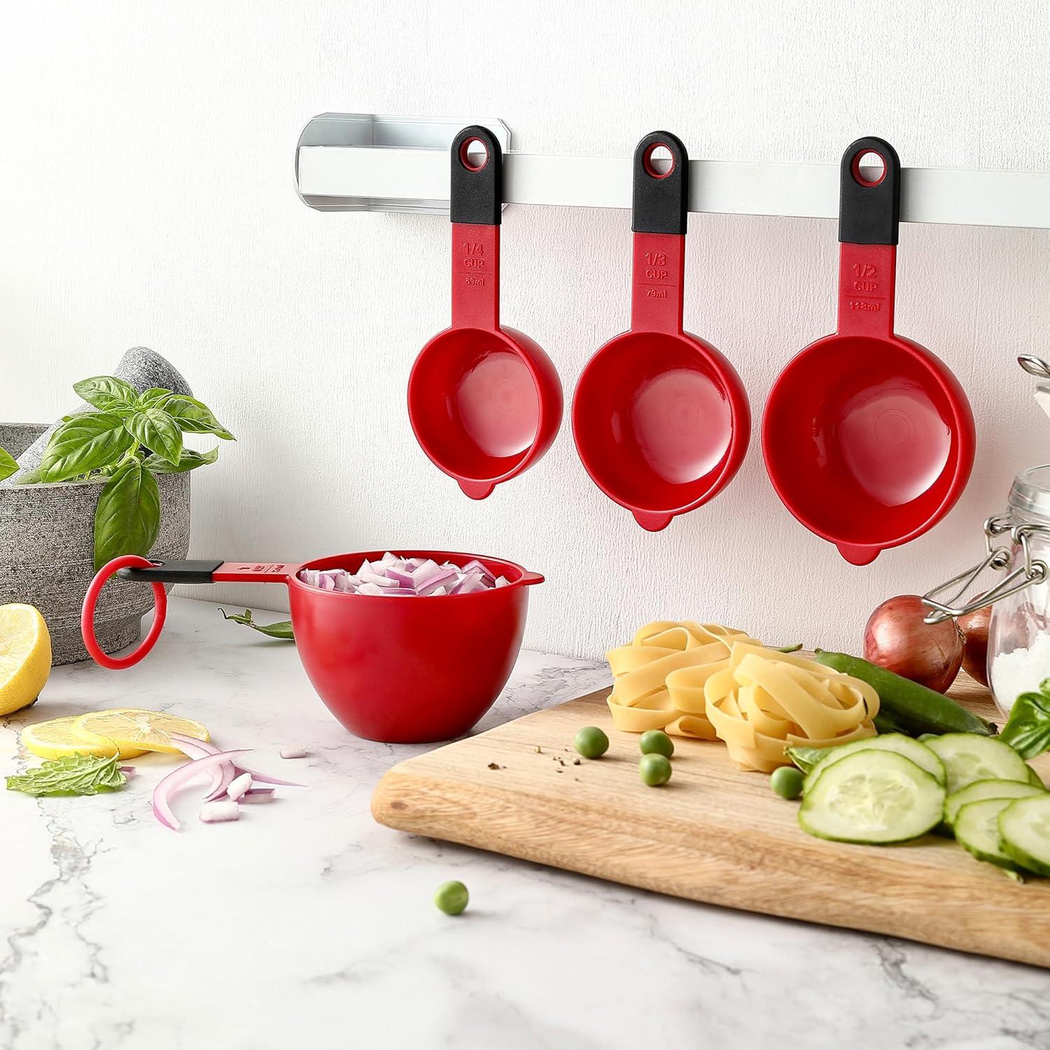 Juego de Tazas y Cucharas Medidoras Spring Chef Rojas 9 Piezas