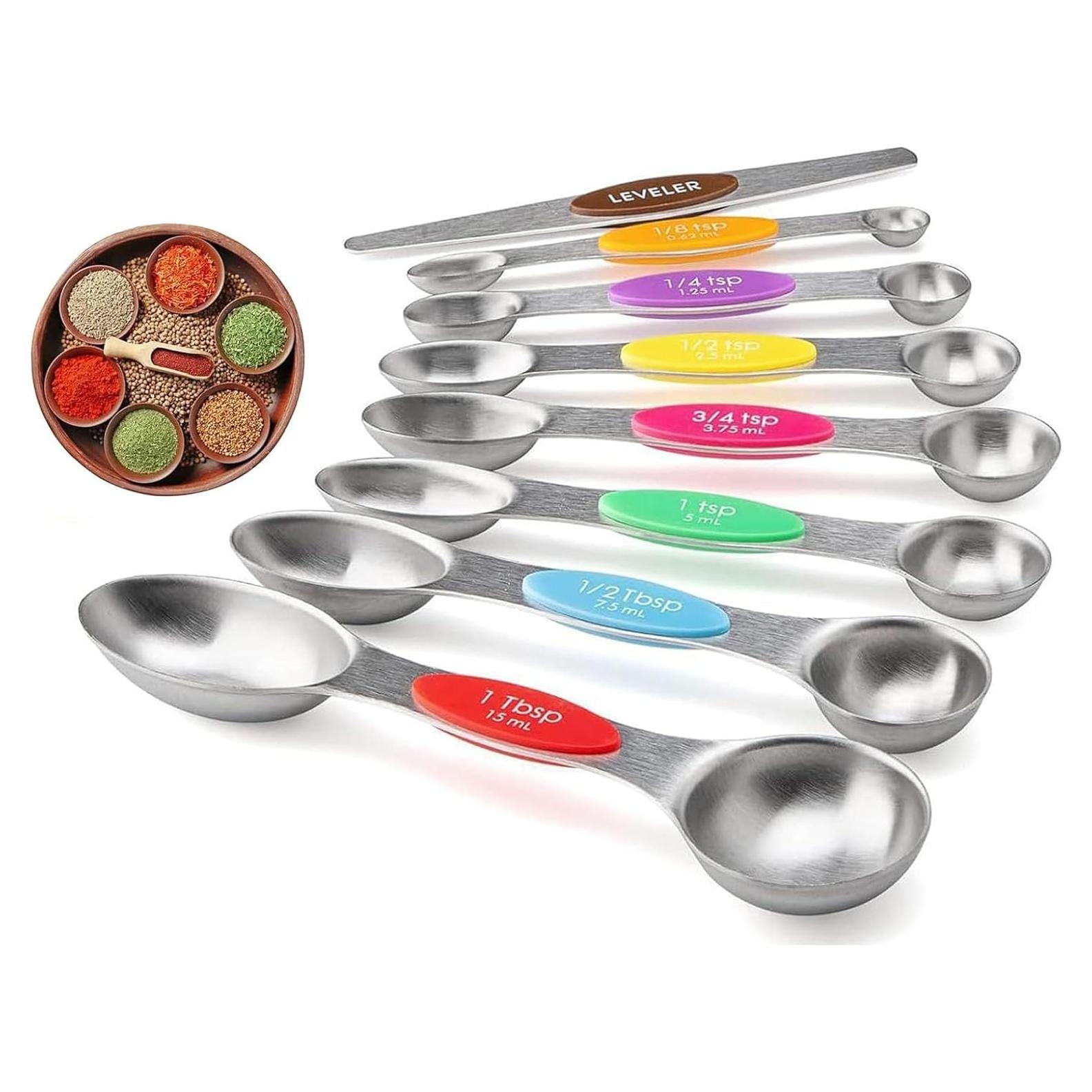 Juego de 8 cucharas medidoras magnéticas DIYOHFE acero inoxidable