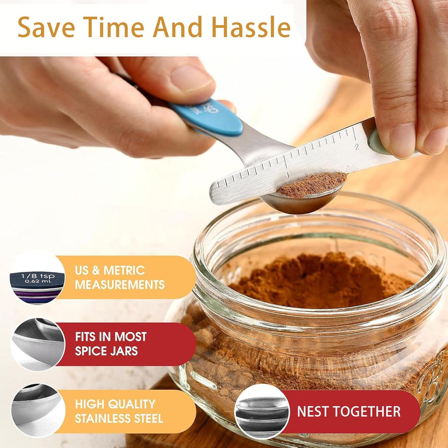 Juego de 8 cucharas medidoras magnéticas DIYOHFE acero inoxidable