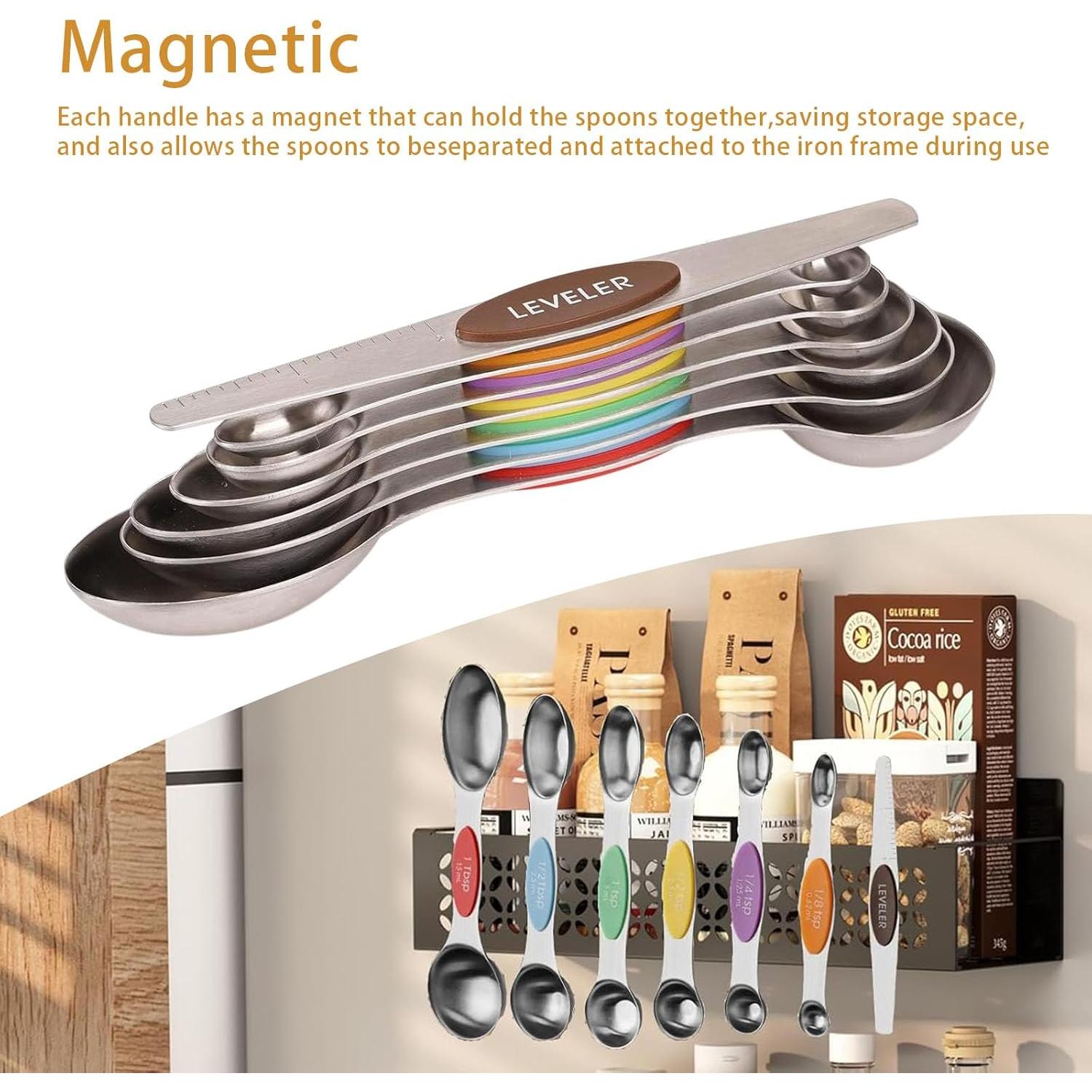 Juego de 8 cucharas medidoras magnéticas DIYOHFE acero inoxidable