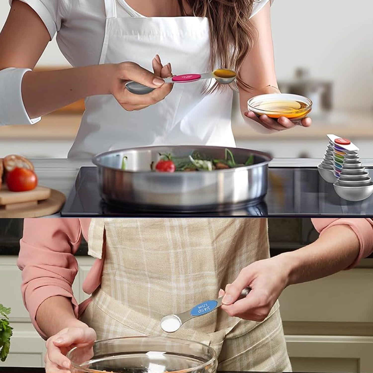 Juego de 8 cucharas medidoras magnéticas DIYOHFE acero inoxidable