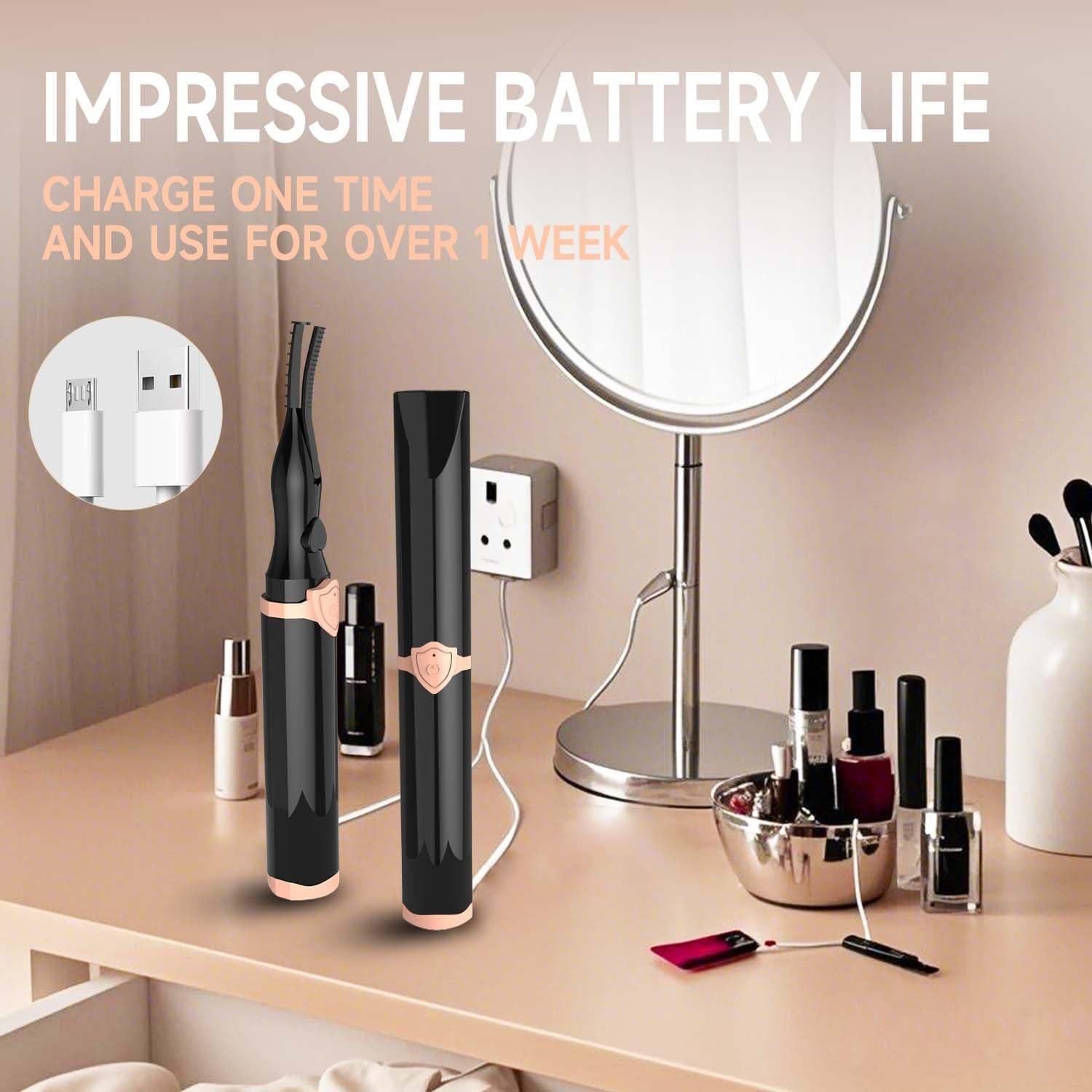 Rizador de Pestañas Eléctrico Recargable NYUDN 2en1 Negro