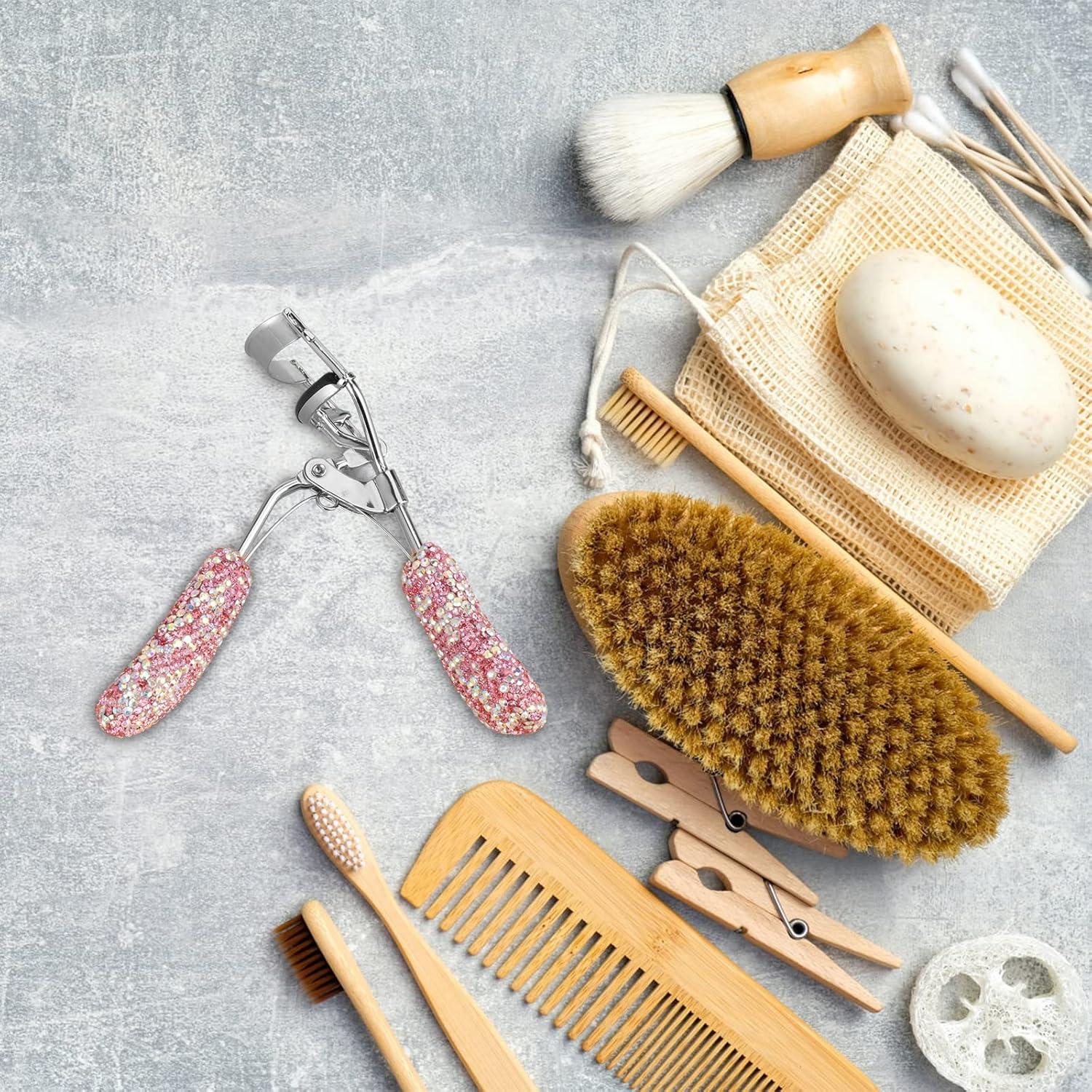 Rizador de Pestañas KEYPOWER Rosa con Rhinestones Duradero