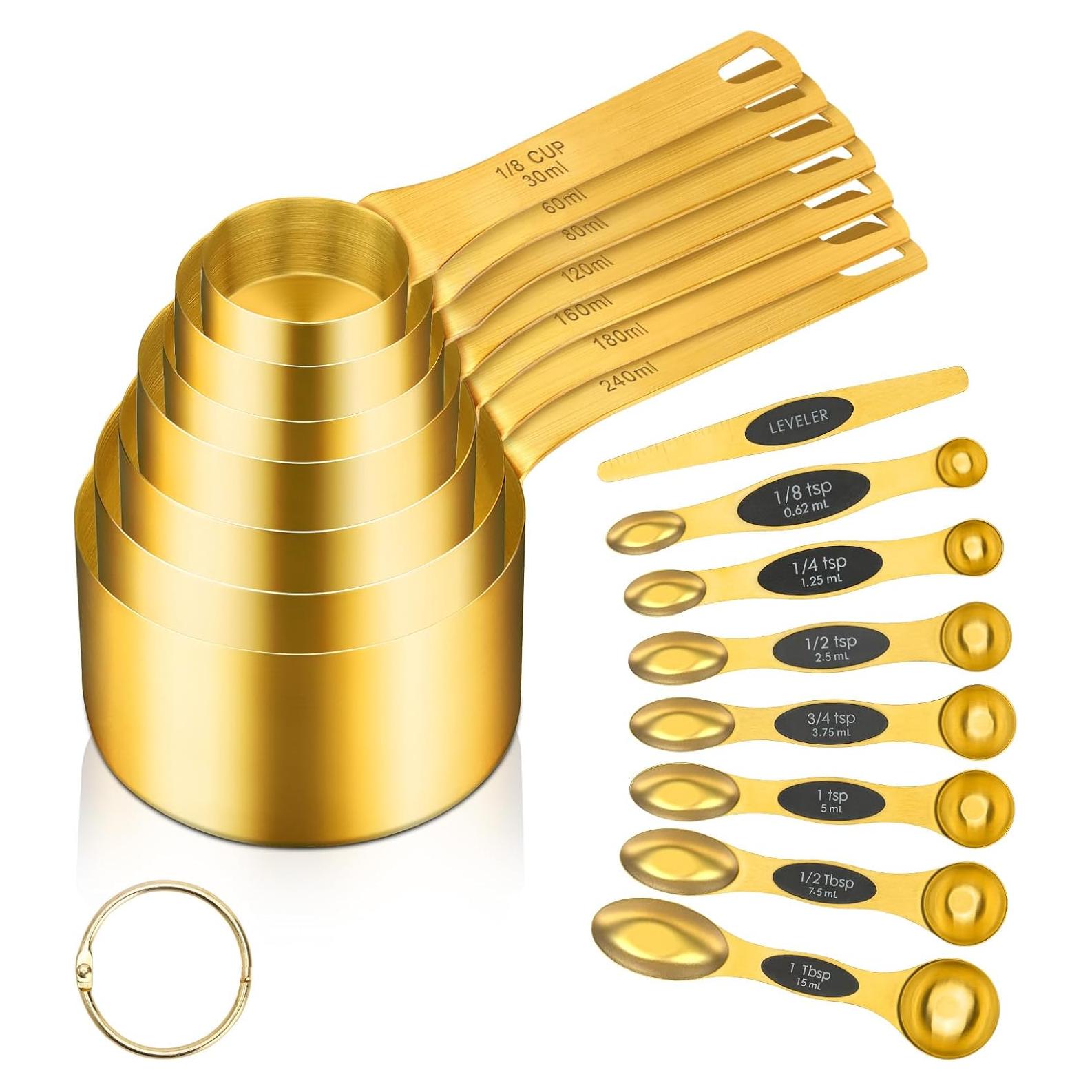 Juego de Cucharas y Tazas Medidoras GuDoQi 15 Piezas Acero Inox