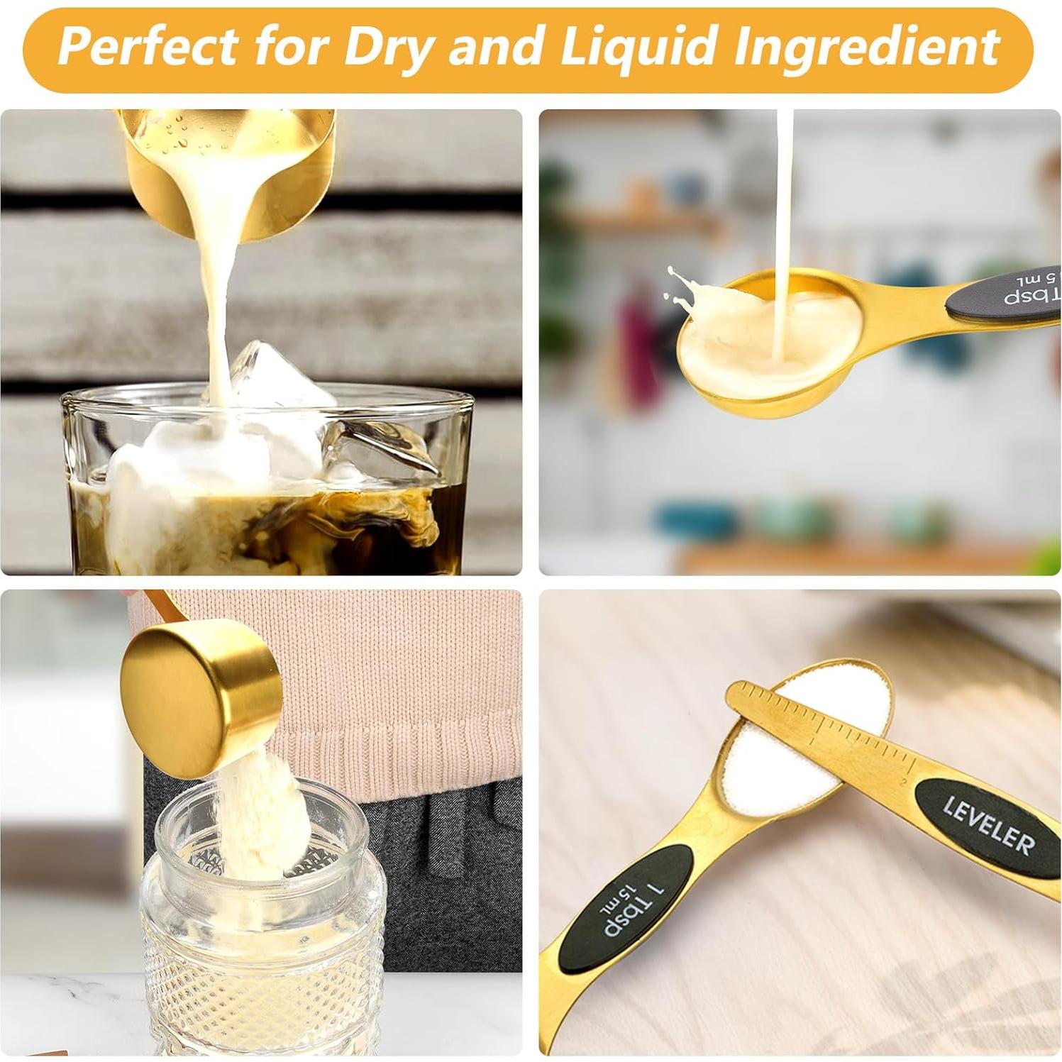 Juego de Cucharas y Tazas Medidoras GuDoQi 15 Piezas Acero Inox