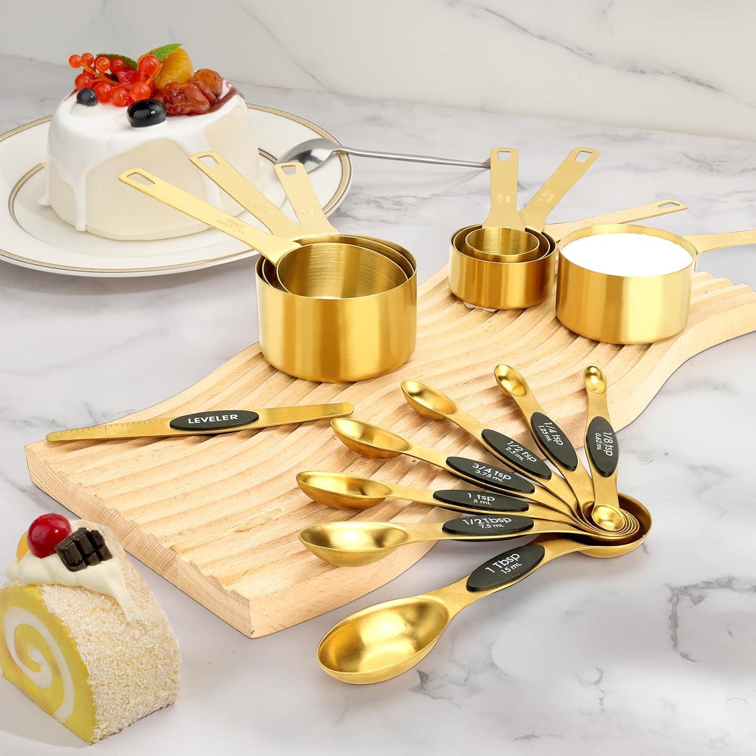 Juego de Cucharas y Tazas Medidoras GuDoQi 15 Piezas Acero Inox