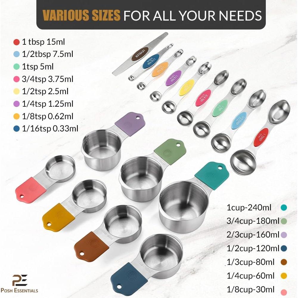 Juego de Cucharas y Tazas Medidoras Magnéticas Posh Essentials