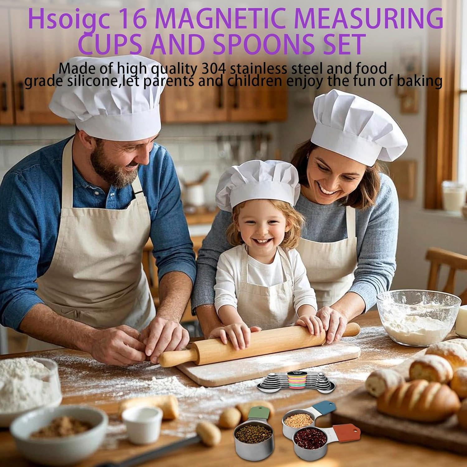 Juego de Tazas y Cucharas de Medición Hsoigc 16 Piezas Acero Inoxidable