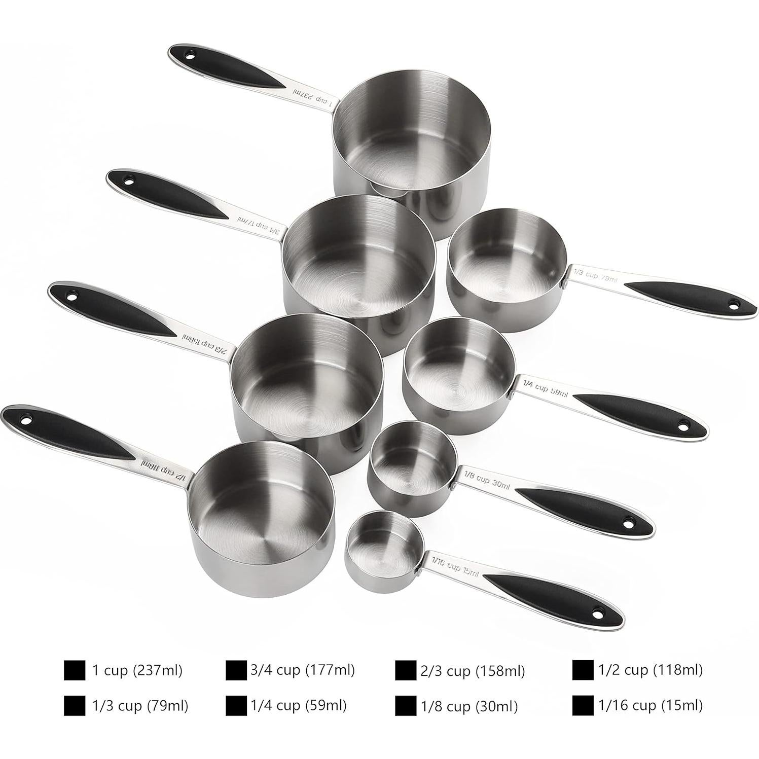 Juego de Tazas y Cucharas Medidoras Turewin Acero Inoxidable