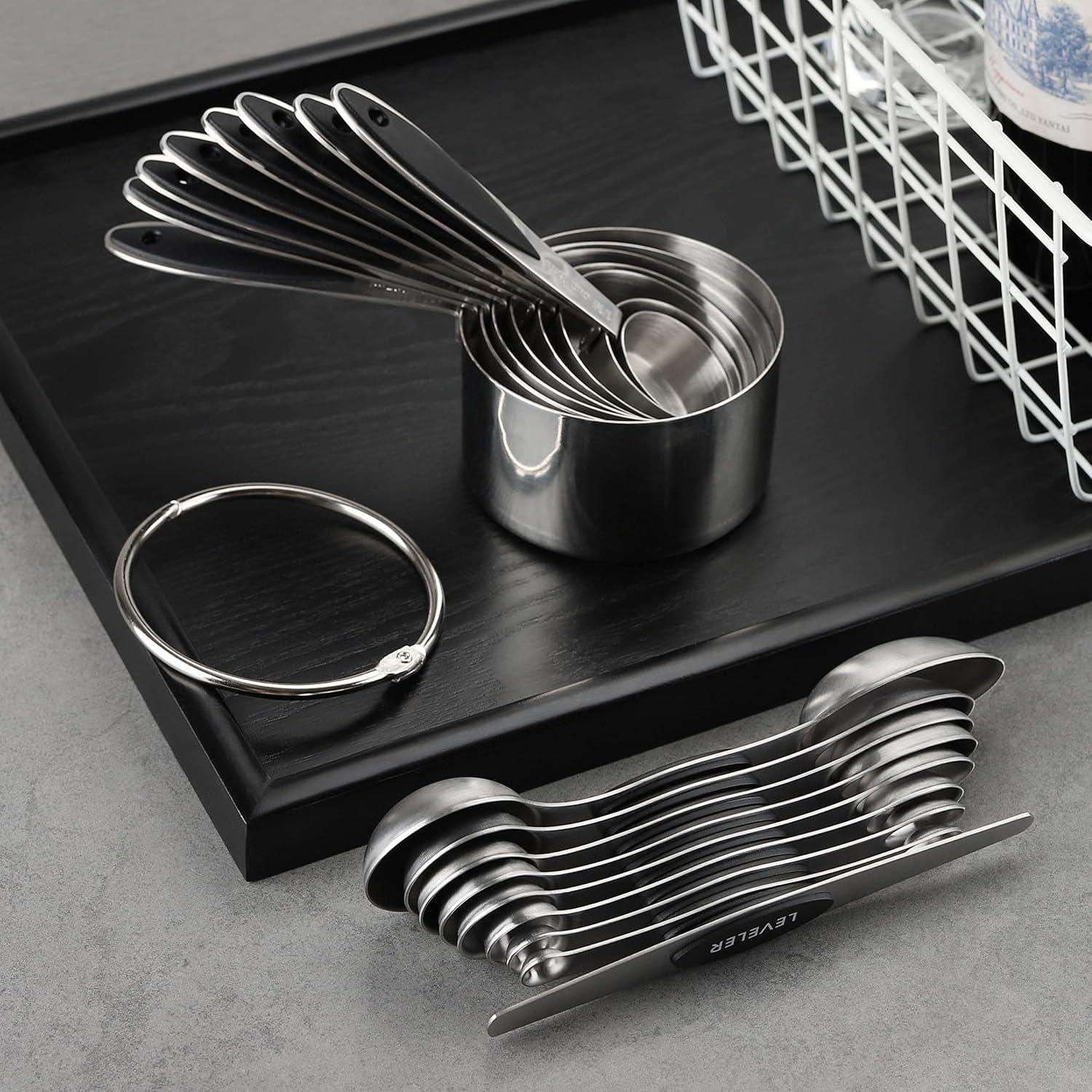 Juego de Tazas y Cucharas Medidoras Turewin Acero Inoxidable