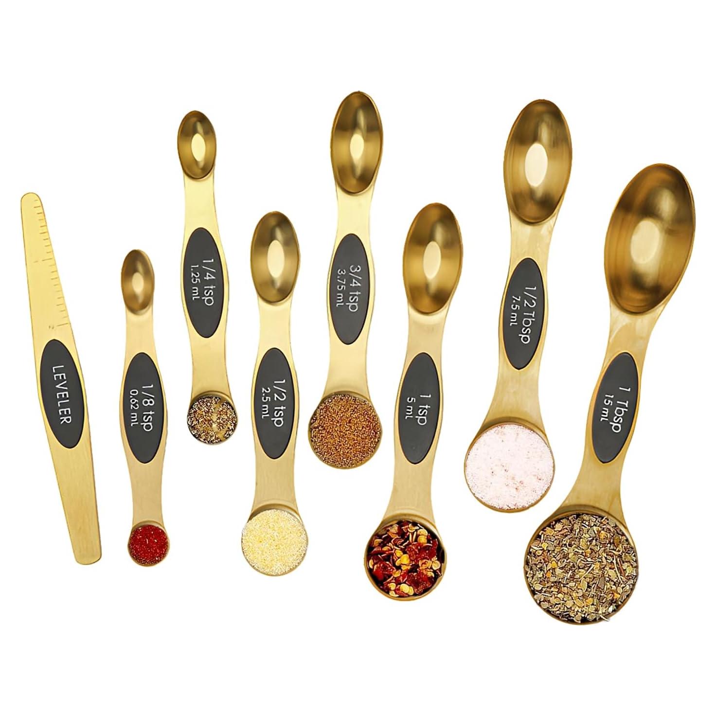 Juego de Cucharas Medidoras Magnéticas SHIKORI Acero Inoxidable 8 Pcs