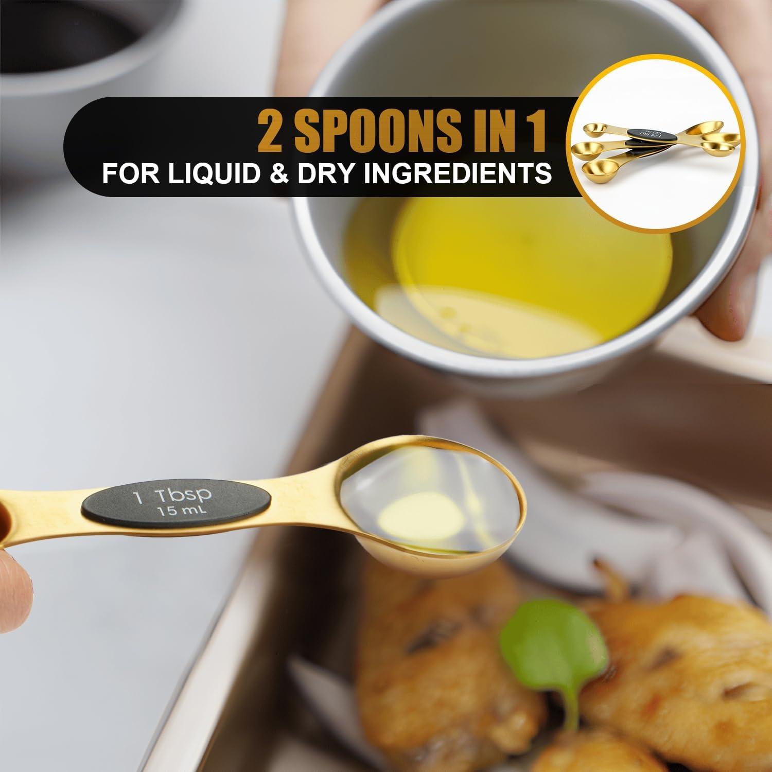 Juego de Cucharas Medidoras Magnéticas SHIKORI Acero Inoxidable 8 Pcs