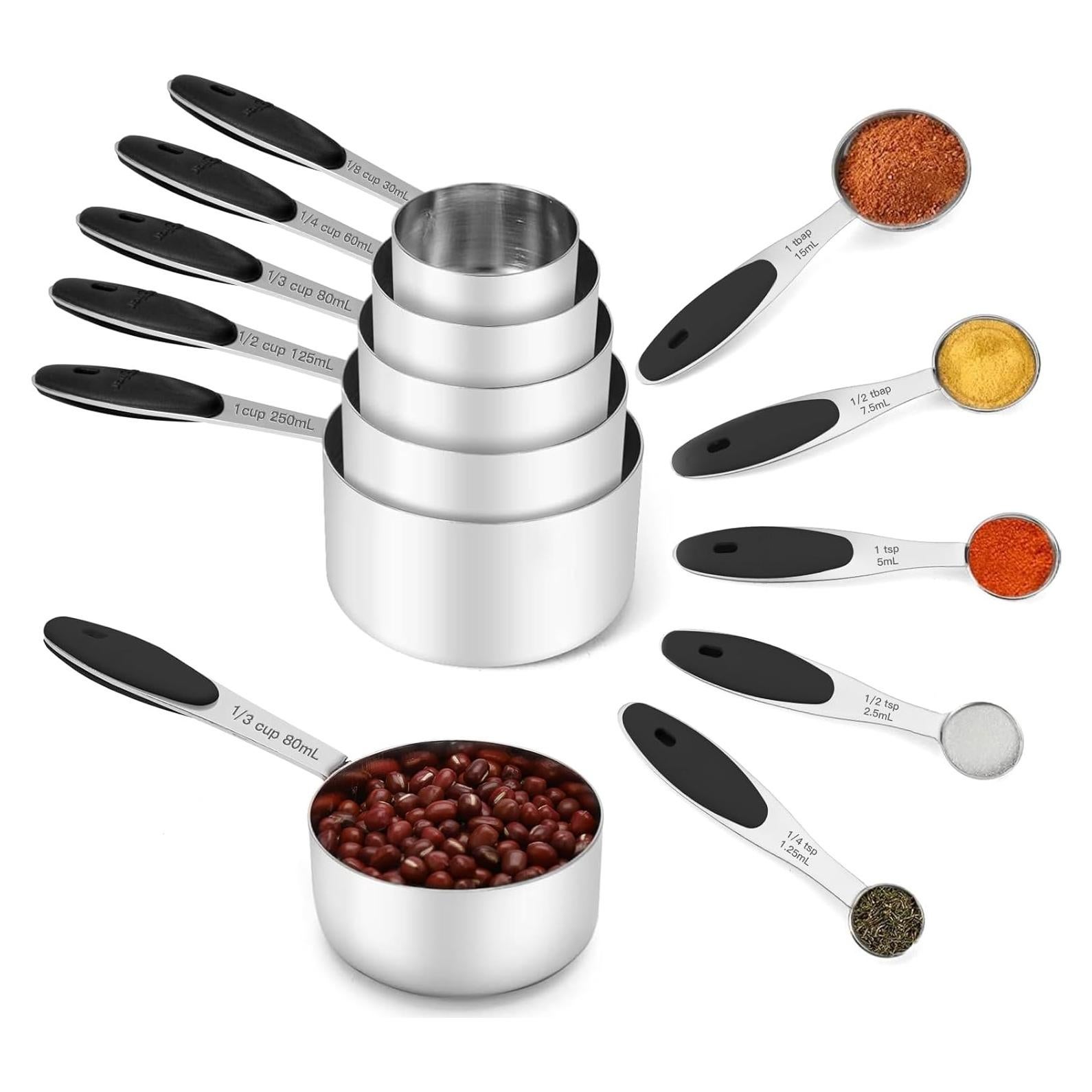 Juego de Tazas y Cucharas Medidoras Joyhill 10 Piezas Acero Inoxidable