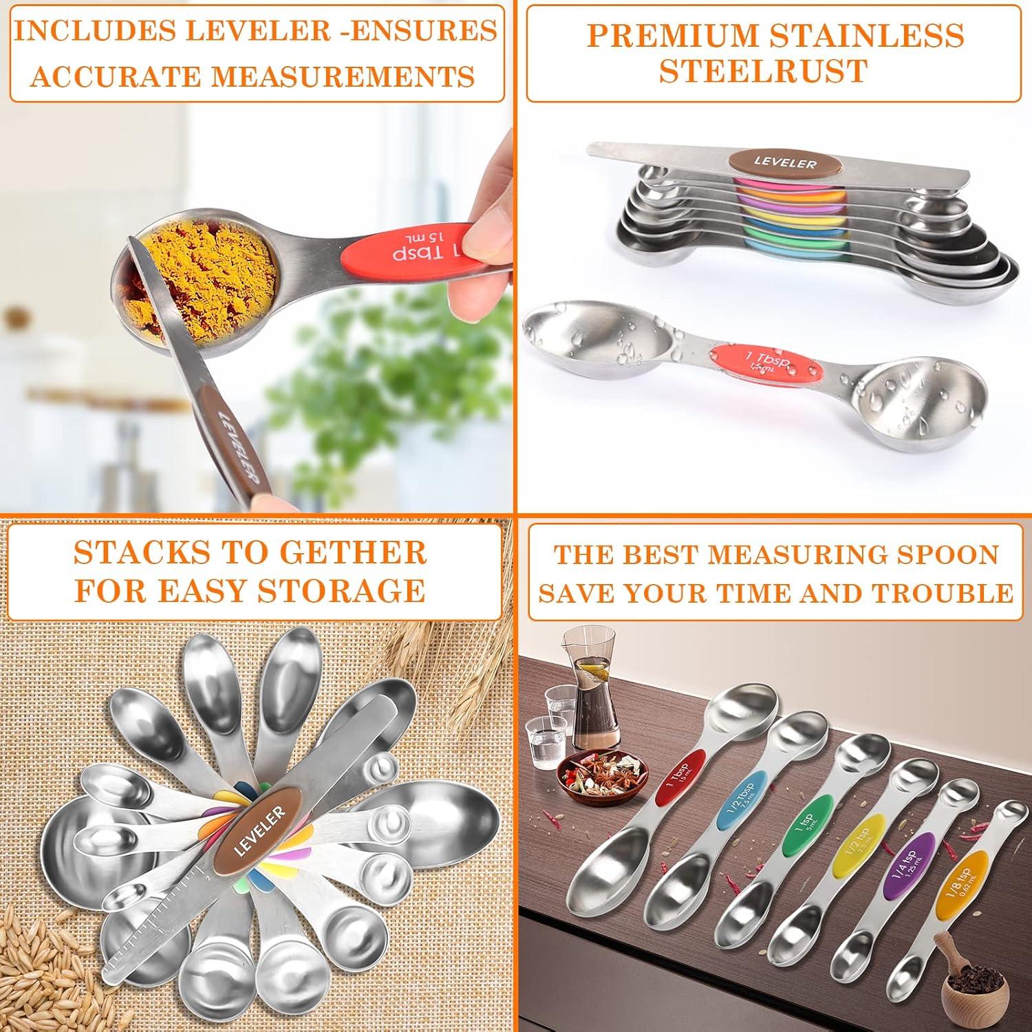 Set de 9 Cucharas Medidoras Magnéticas Oeedsns Acero Inoxidable