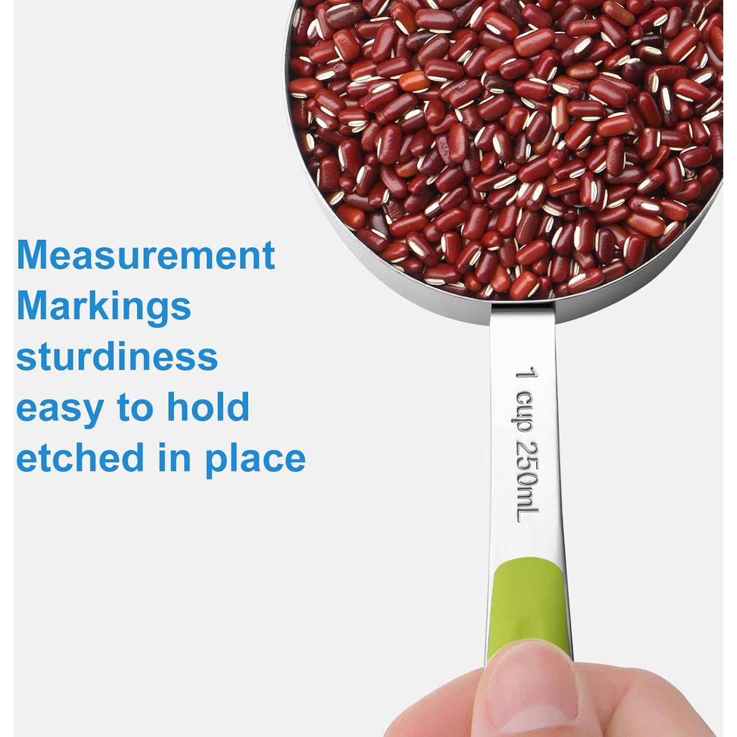 Juego de Tazas y Cucharas Medidoras Bopei 11 Piezas Acero Inoxidable