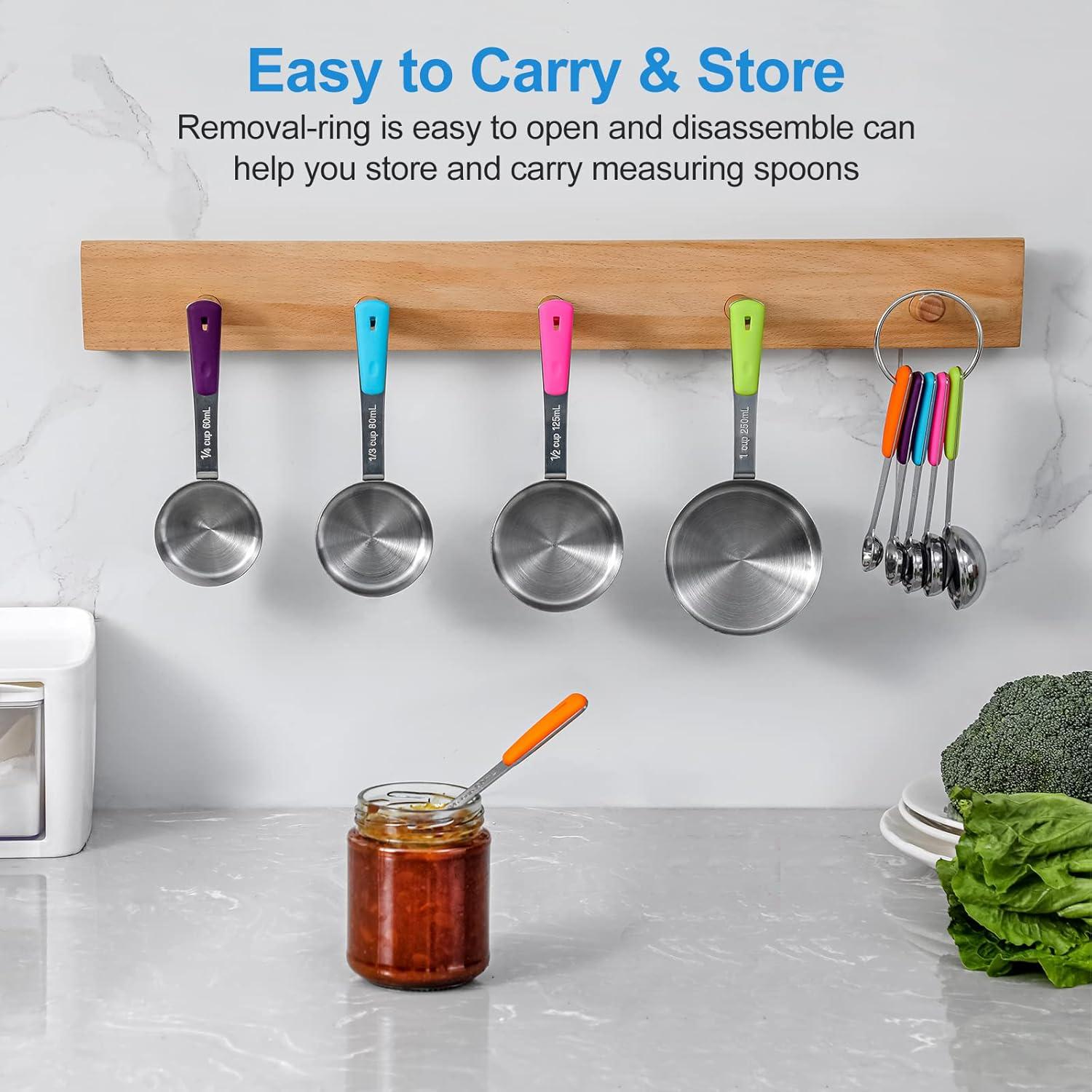 Juego de Tazas y Cucharas Medidoras Bopei 11 Piezas Acero Inoxidable