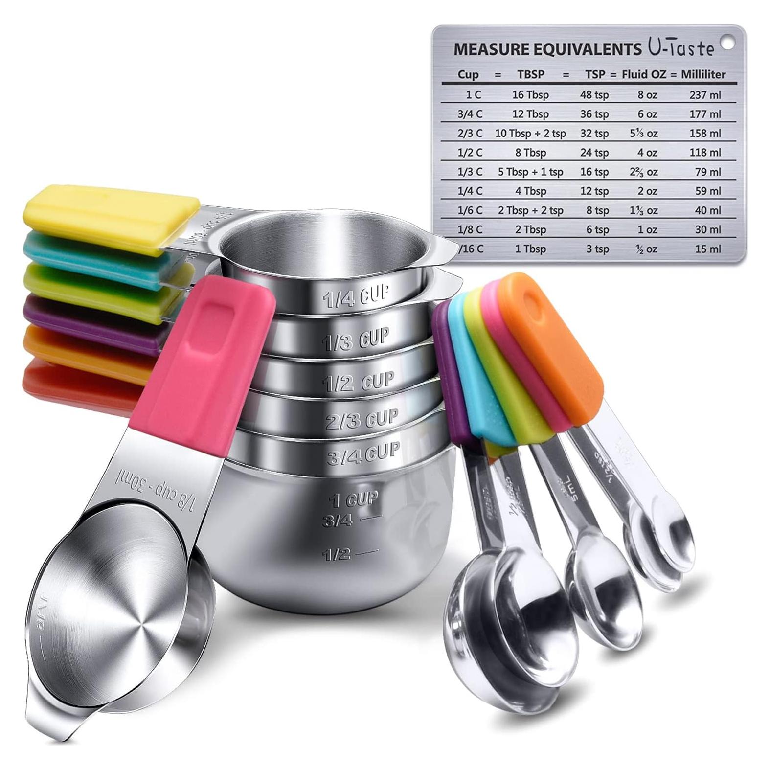Juego de Tazas y Cucharas Medidoras U-Taste 13 Piezas Acero Inox