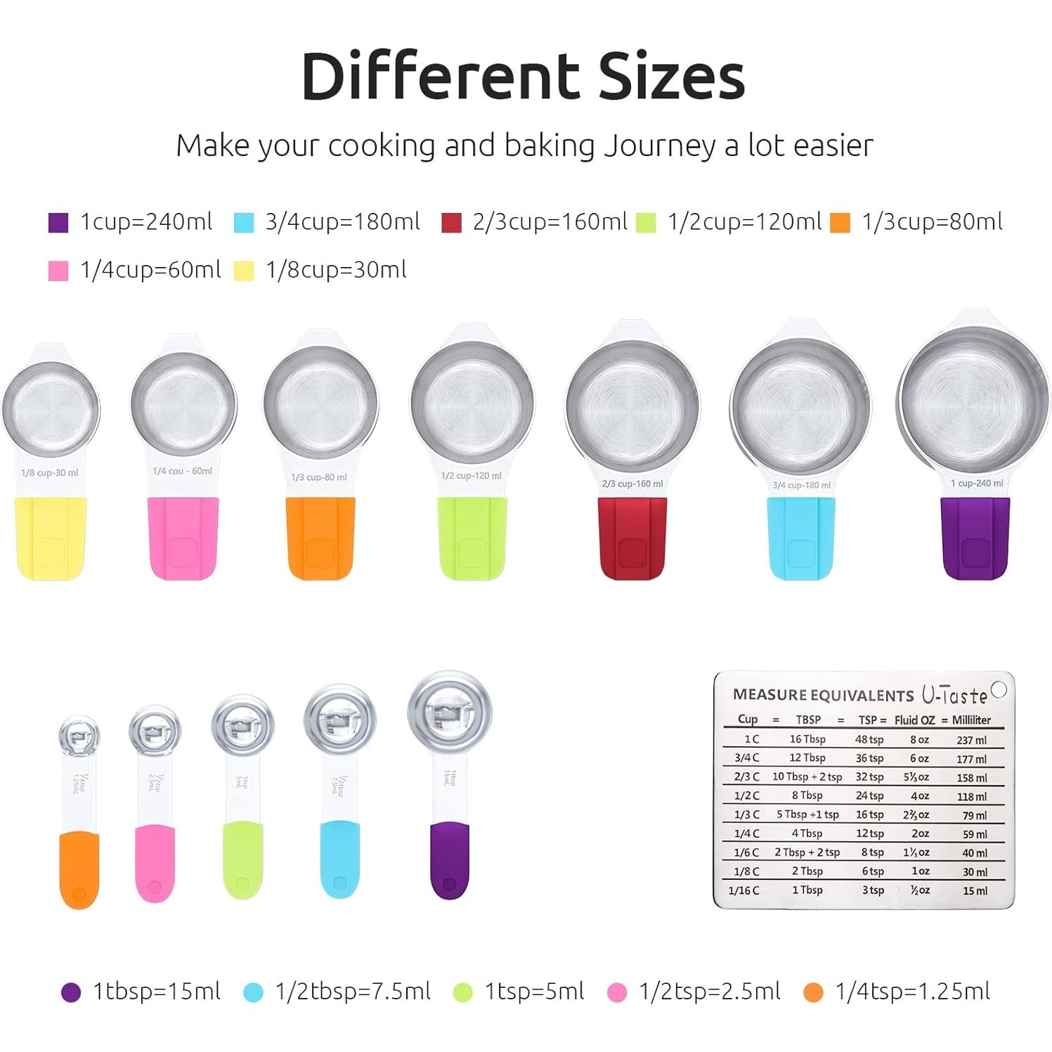 Juego de Tazas y Cucharas Medidoras U-Taste 13 Piezas Acero Inox