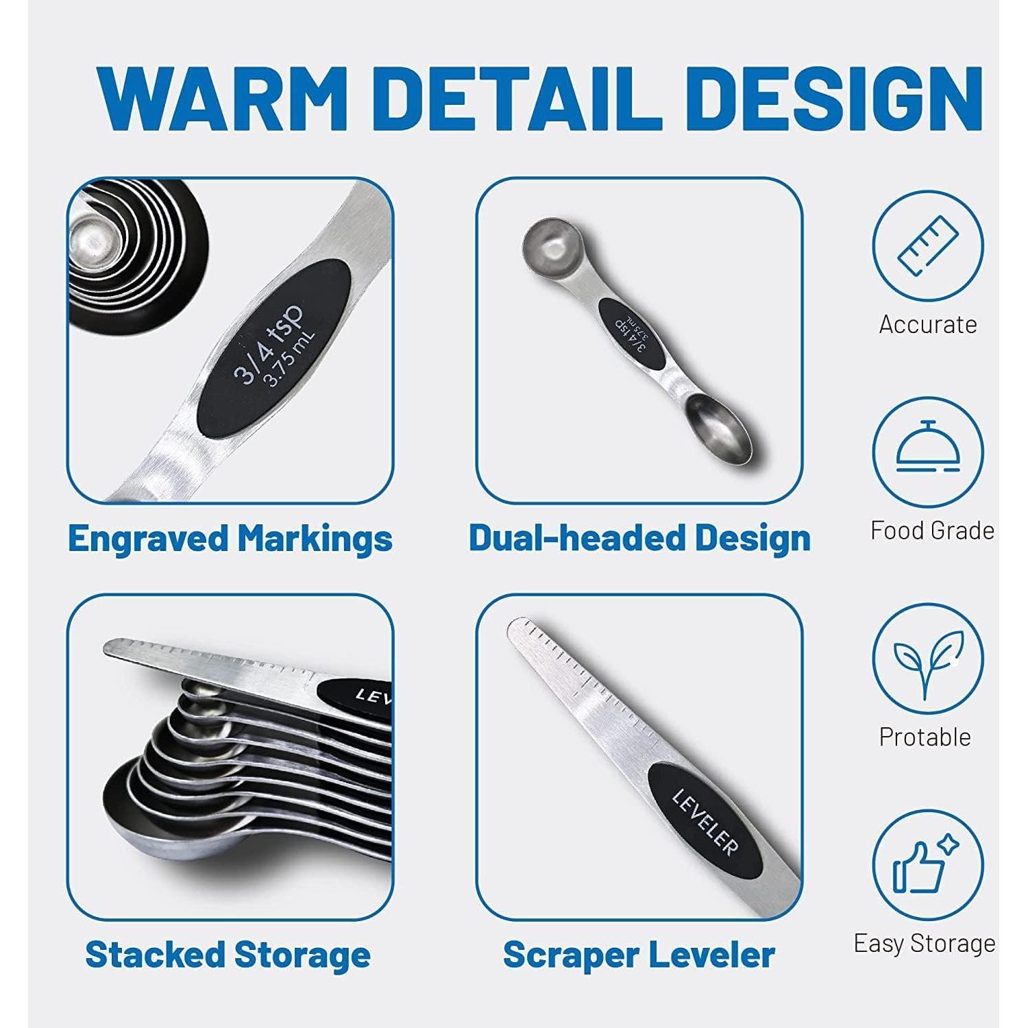 Juego de 19 Piezas Tazas y Cucharas Medidoras Recogwood Negro