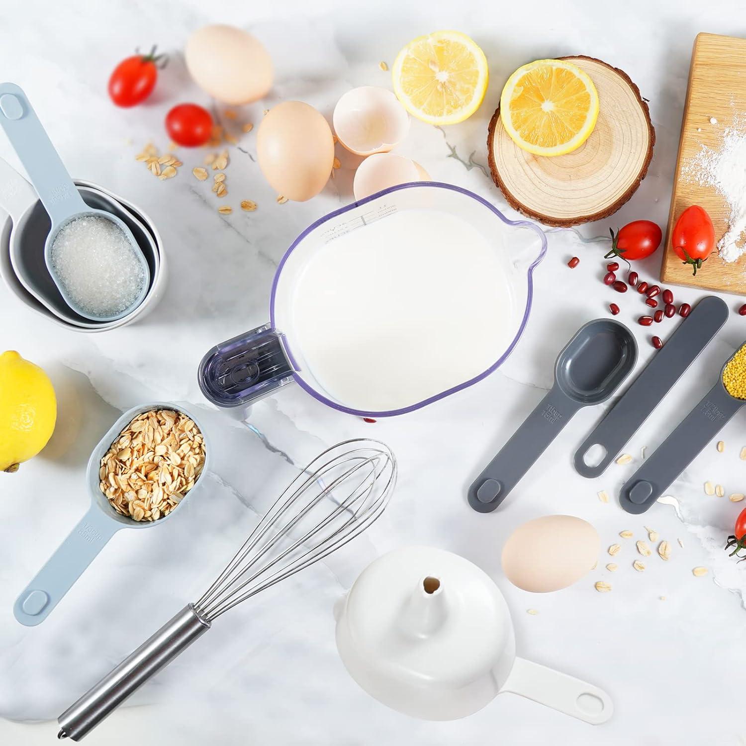 Juego de 19 Piezas Tazas y Cucharas Medidoras Recogwood Negro