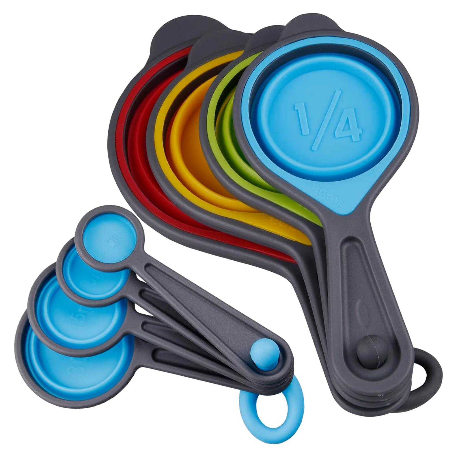 Juego de Tazas y Cucharas Medidoras Kalsreui 8 Piezas Silicona