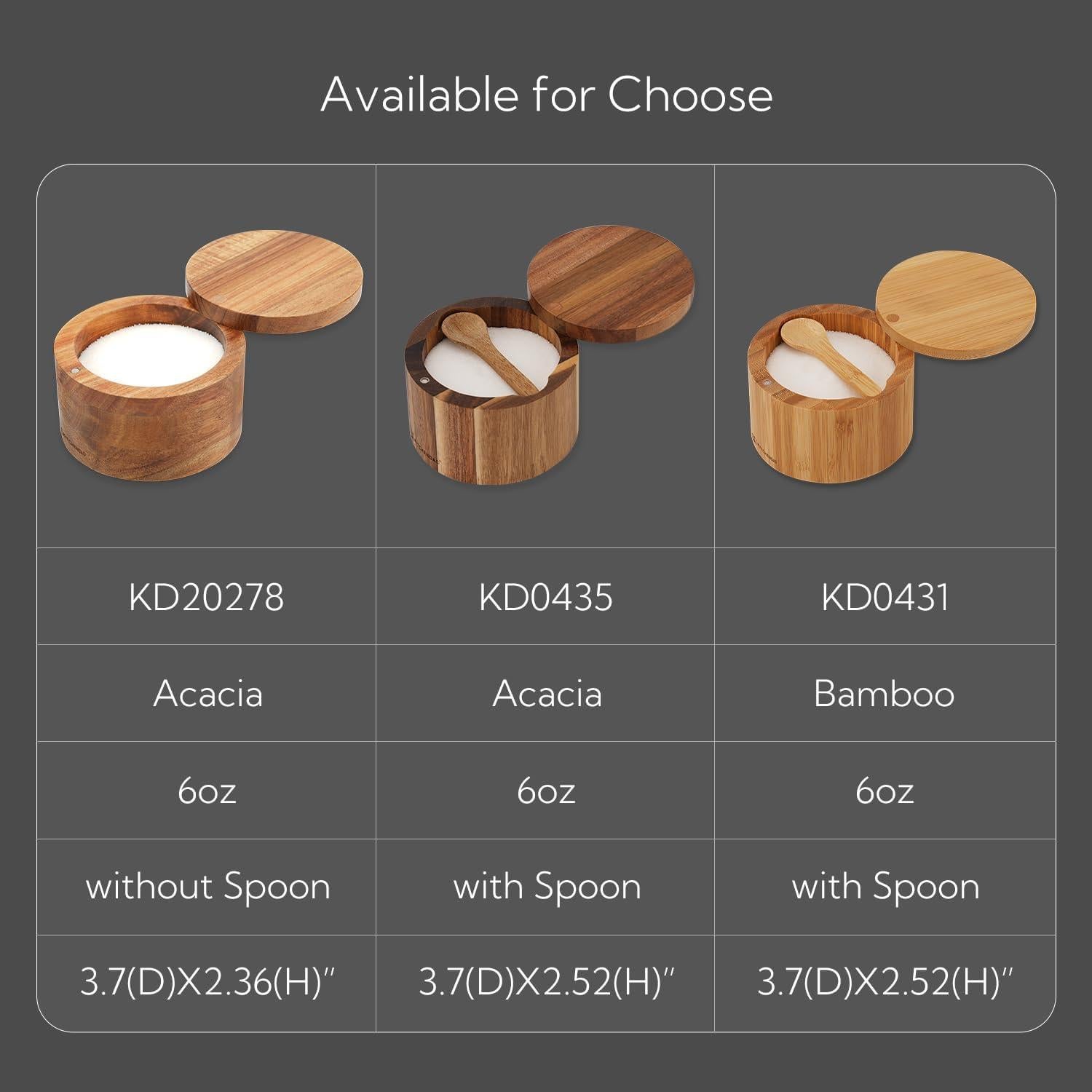 Tazón de Sal de Madera de Acacia KITCHENDAO 180 ml con Cuchara