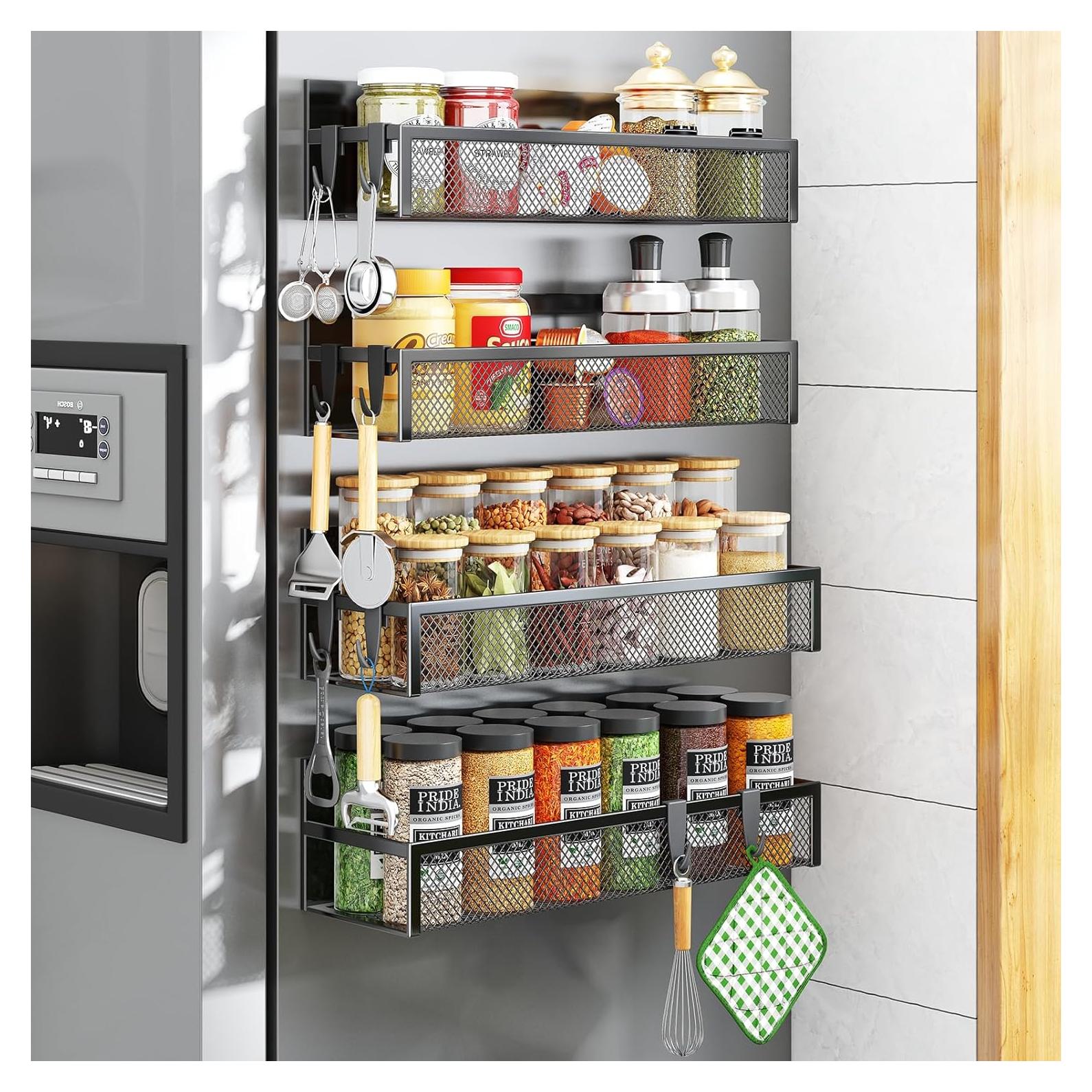 Estante Magnético para Especias Aufworld - 4 Estantes y 8 Ganchos