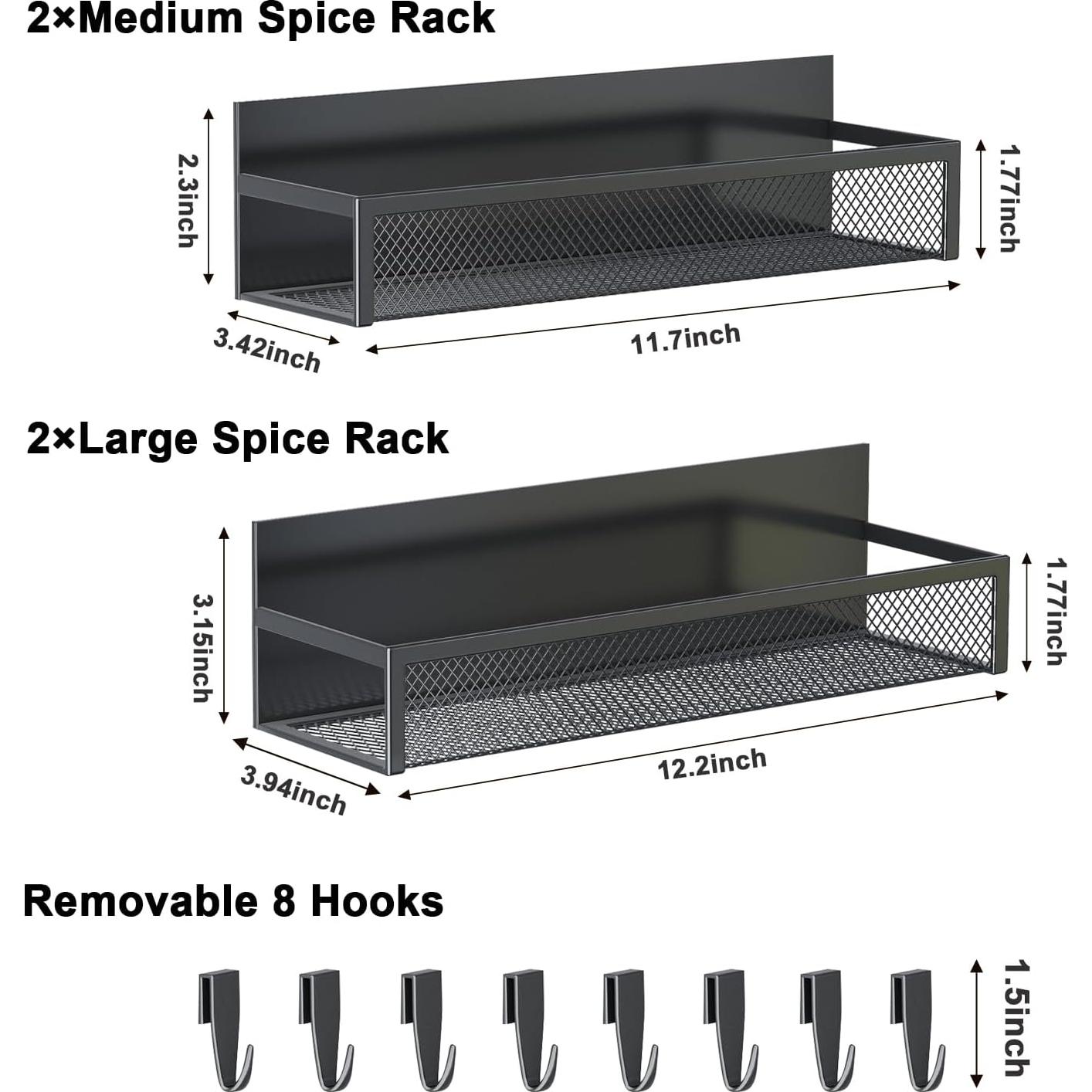Estante Magnético para Especias Aufworld - 4 Estantes y 8 Ganchos