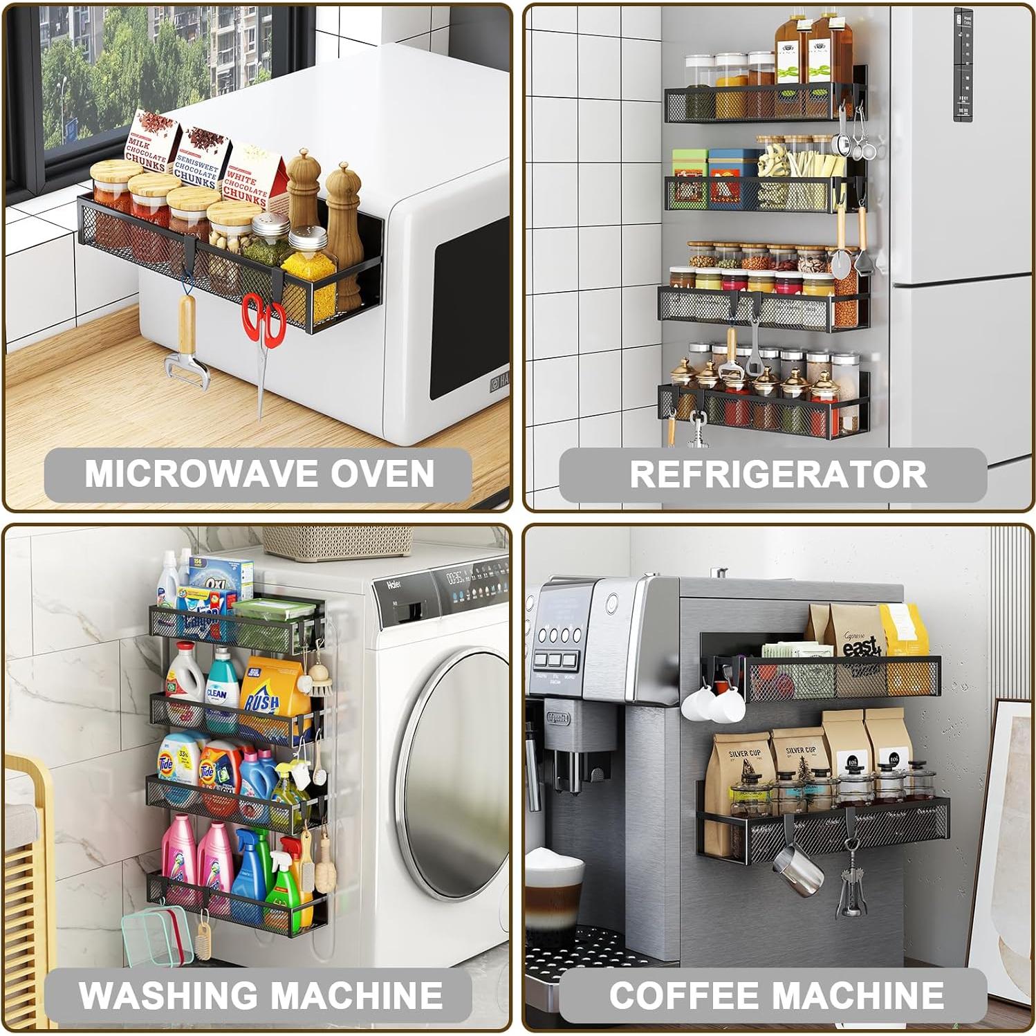 Estante Magnético para Especias Aufworld - 4 Estantes y 8 Ganchos