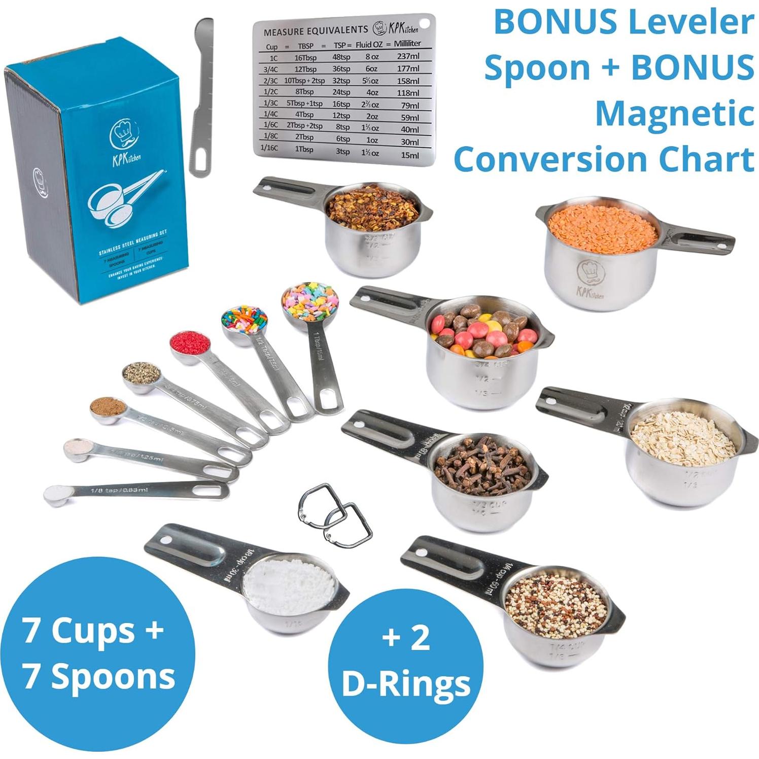 Juego de Tazas y Cucharas Medidoras KPKitchen Acero Inoxidable