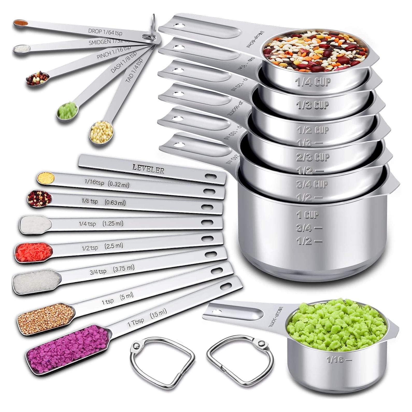 Juego de Tazas y Cucharas Medidoras EWFEN Acero Inoxidable