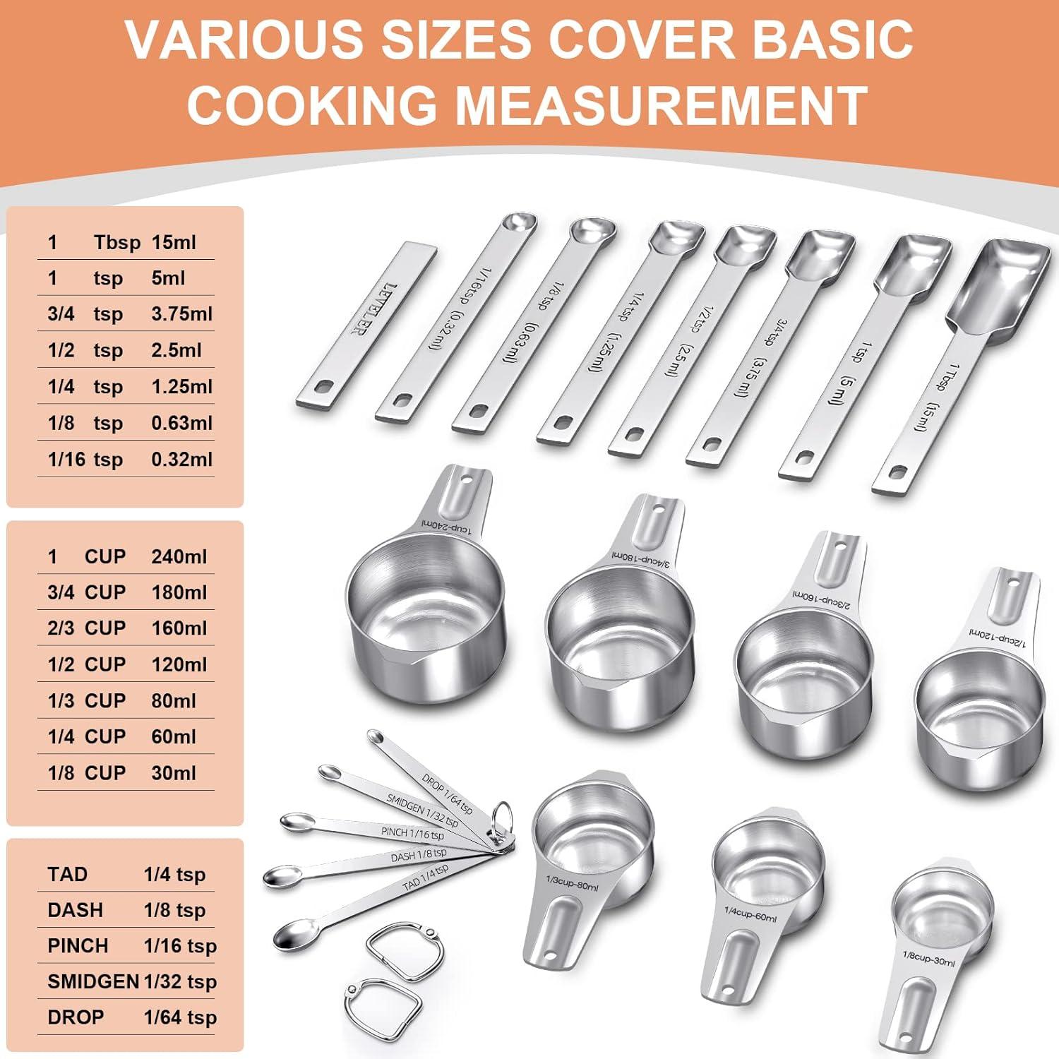 Juego de Tazas y Cucharas Medidoras EWFEN Acero Inoxidable
