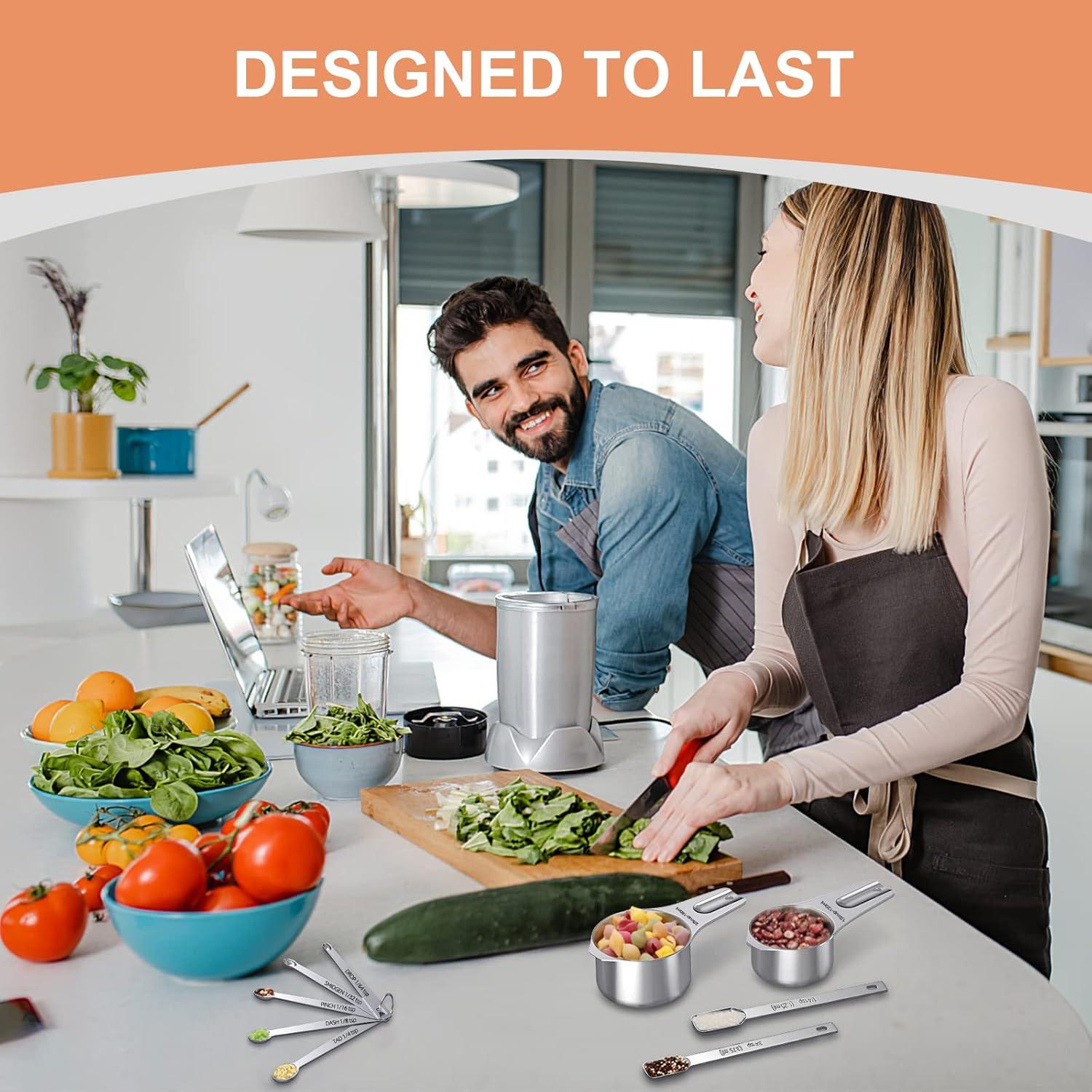 Juego de Tazas y Cucharas Medidoras EWFEN Acero Inoxidable