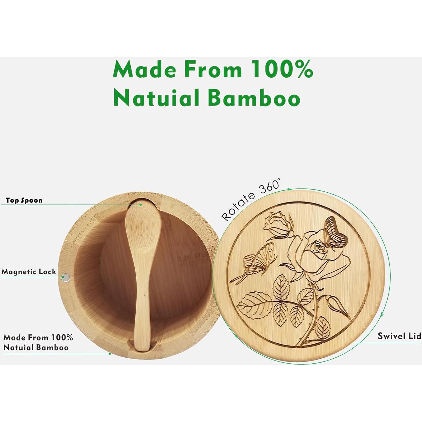 Caja de Sal de Bambú con Tapa y Cuchara ThougrLyh 340g