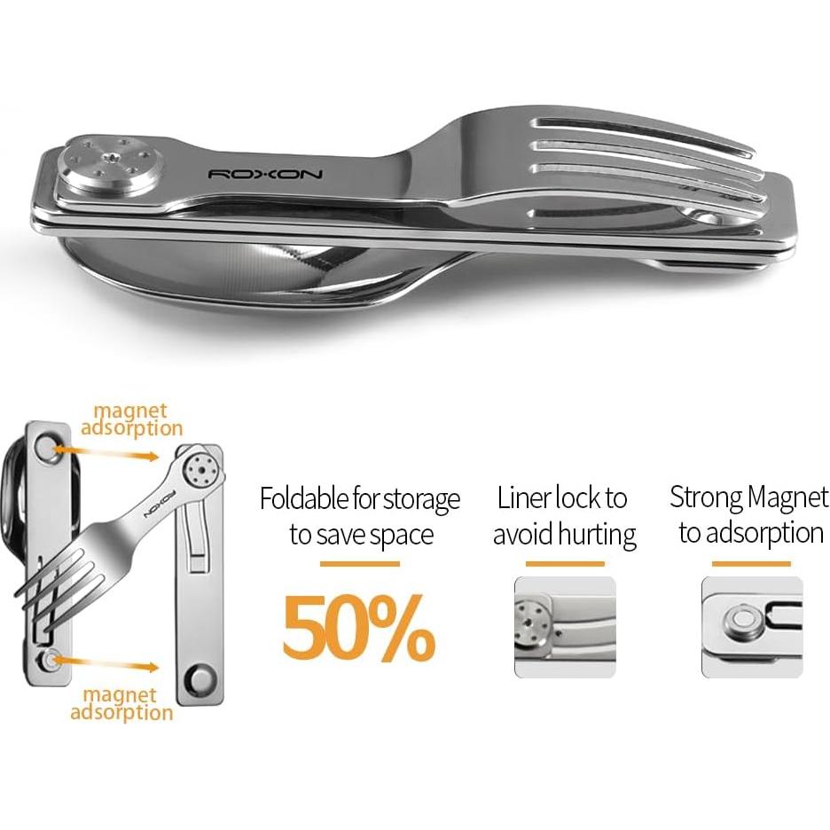 Utensilios de Camping Roxon C2 2 en 1 Plegables 0.09 kg