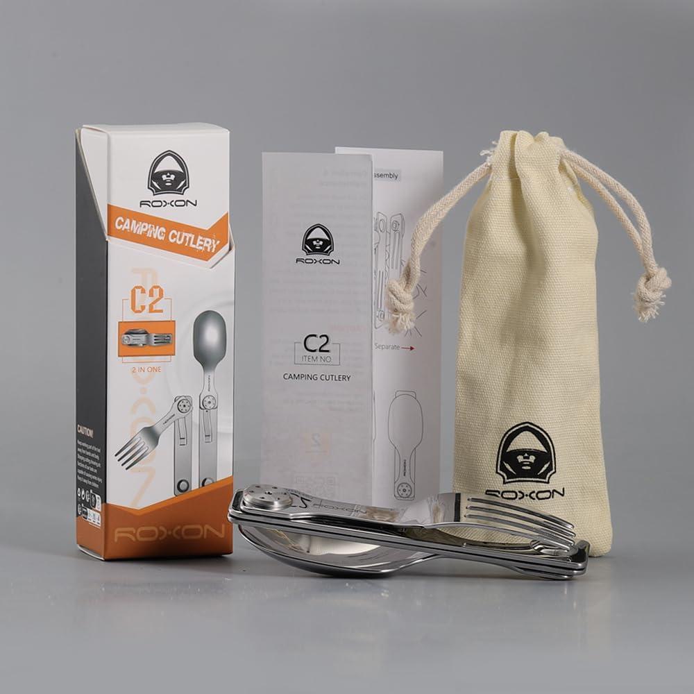 Utensilios de Camping Roxon C2 2 en 1 Plegables 0.09 kg
