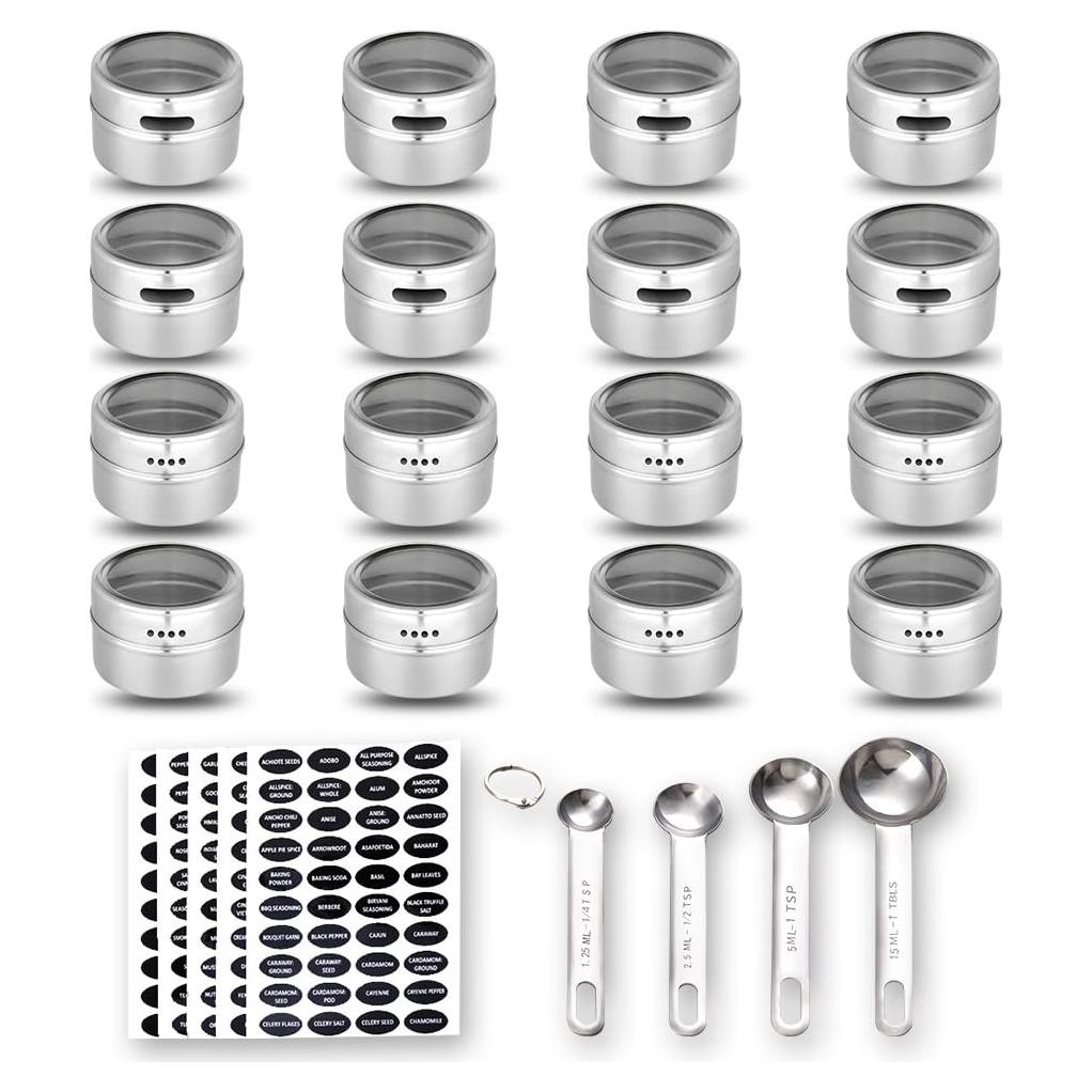 Juego de 16 Tarros Magnéticos para Especias Hanindy 88ml